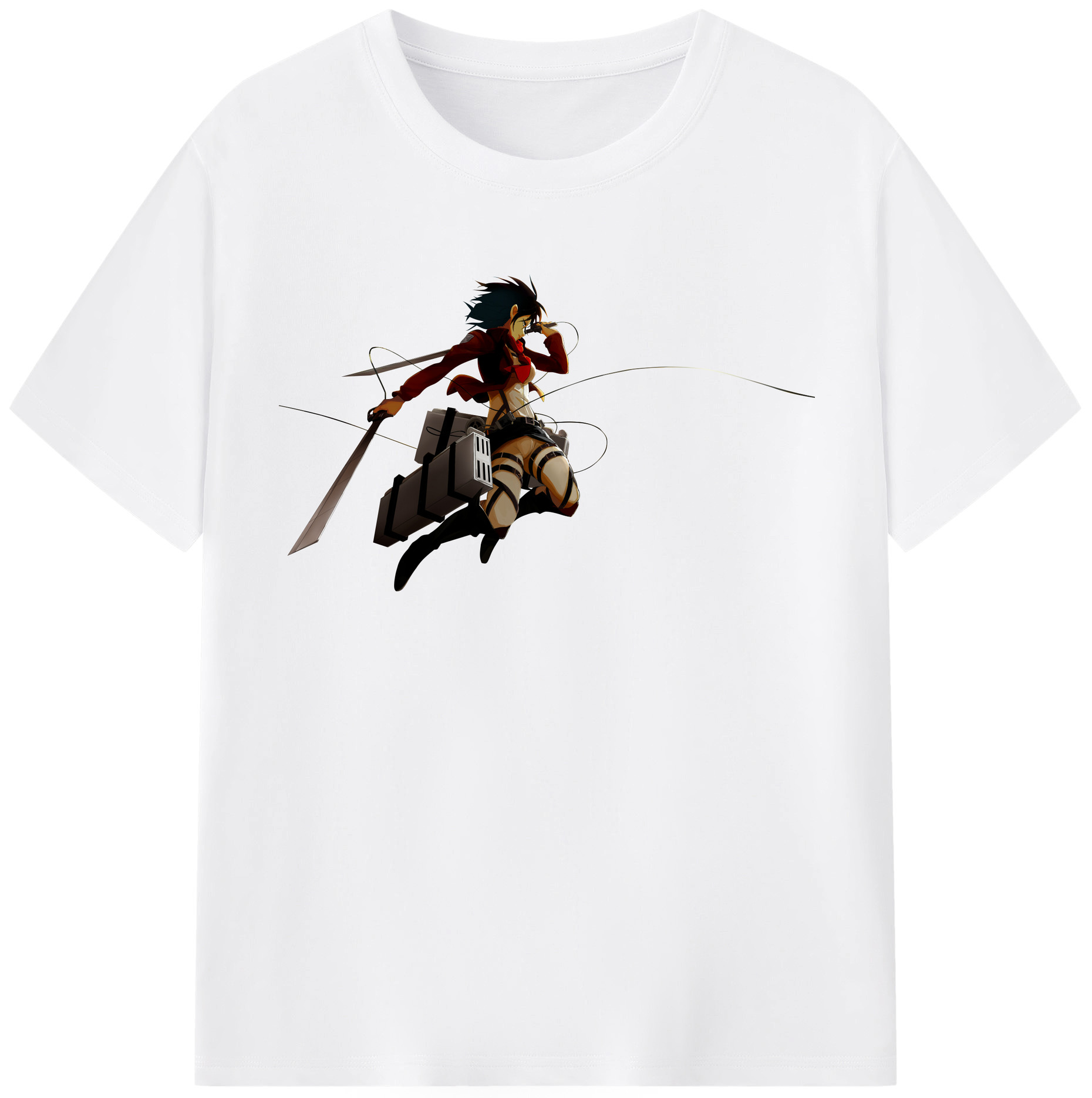 （画像用） 進撃の巨人 ミカサ·アッカーマン Attack on Titan Mikasa Ackerman 綿100％半袖Tシャツ（フロントプリント）