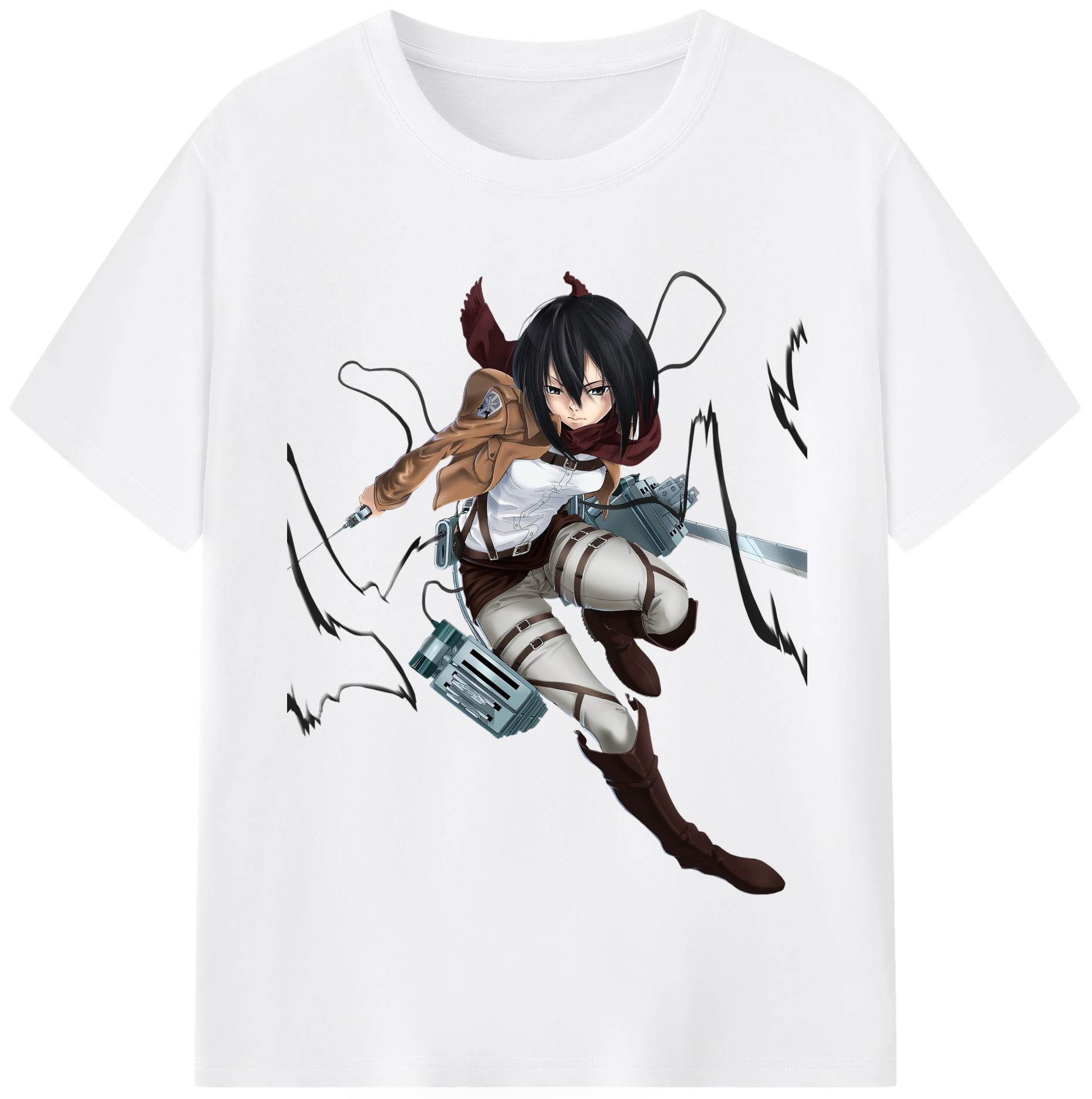 （画像用） 進撃の巨人 ミカサ·アッカーマン Attack on Titan Mikasa Ackerman 綿100％半袖Tシャツ（フロントプリント）