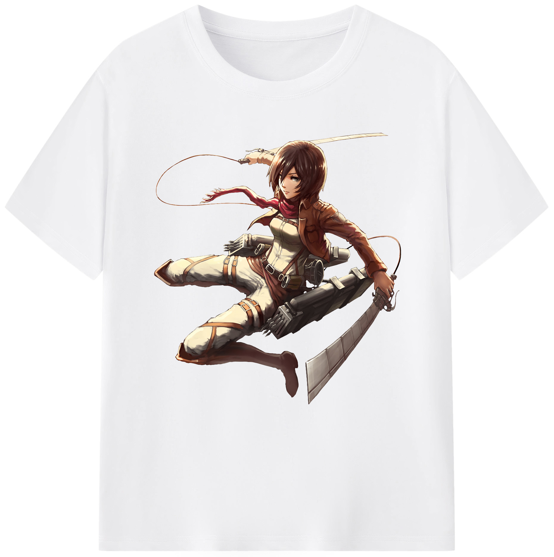（画像用） 進撃の巨人 ミカサ·アッカーマン Attack on Titan Mikasa Ackerman 綿100％半袖Tシャツ（フロントプリント）