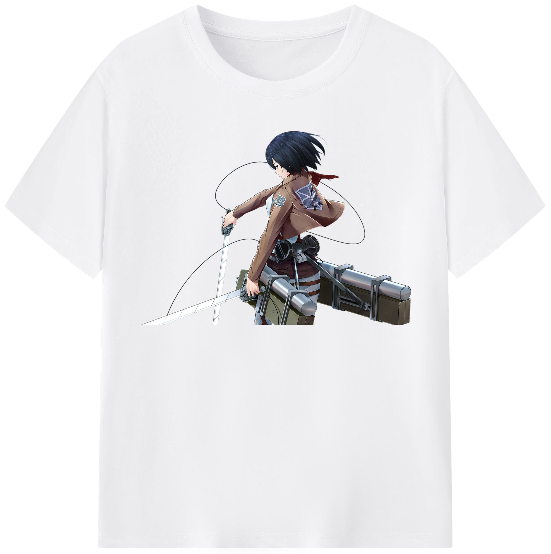 （画像用） 進撃の巨人 ミカサ·アッカーマン Attack on Titan Mikasa Ackerman 綿100％半袖Tシャツ（フロントプリント）