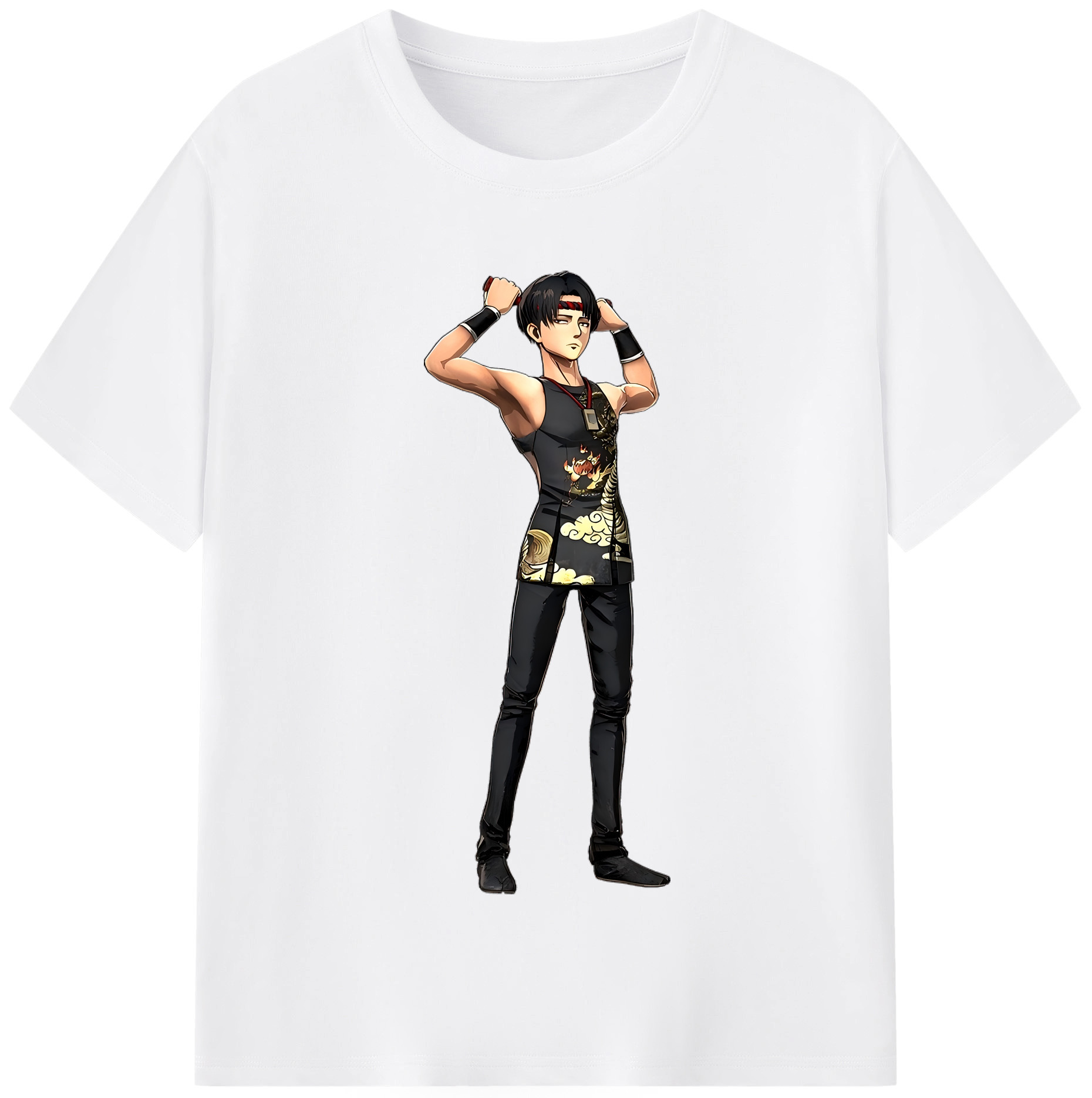 （画像用） 進撃の巨人 リヴァイ·アッカーマン Attack on Titan Levi Ackerman 綿100％半袖Tシャツ（フロントプリント）