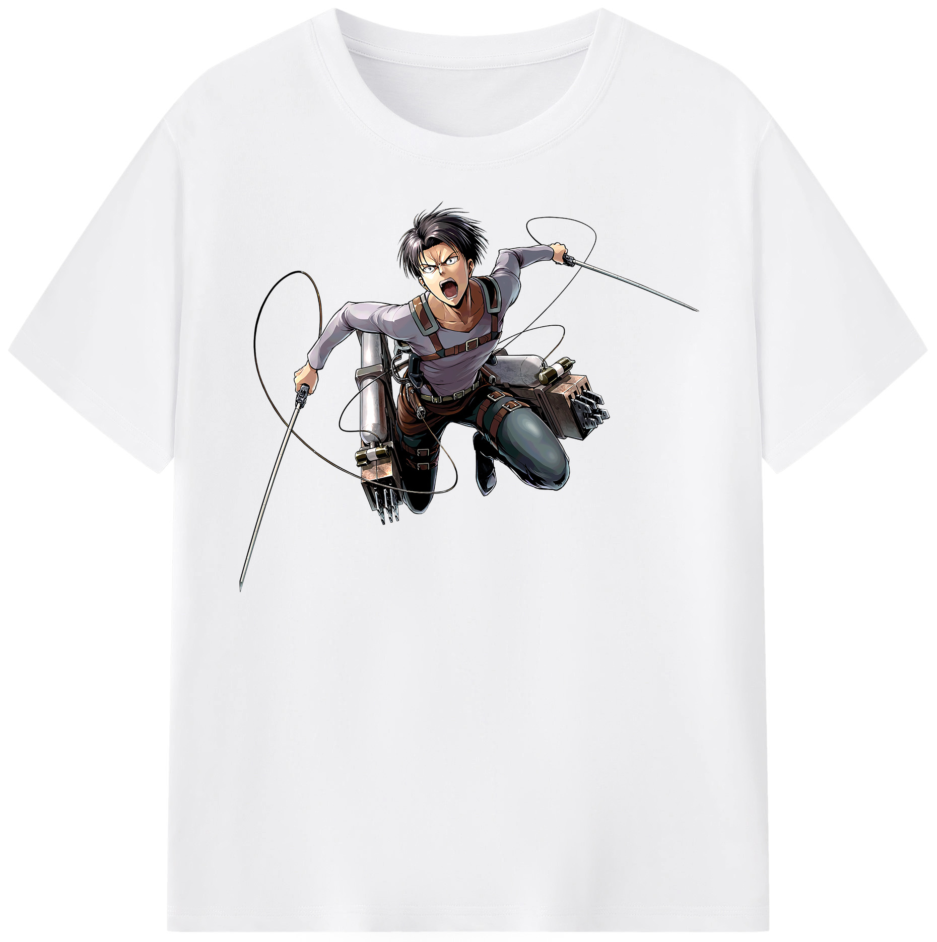 （画像用） 進撃の巨人 リヴァイ·アッカーマン Attack on Titan Levi Ackerman 綿100％半袖Tシャツ（フロントプリント）