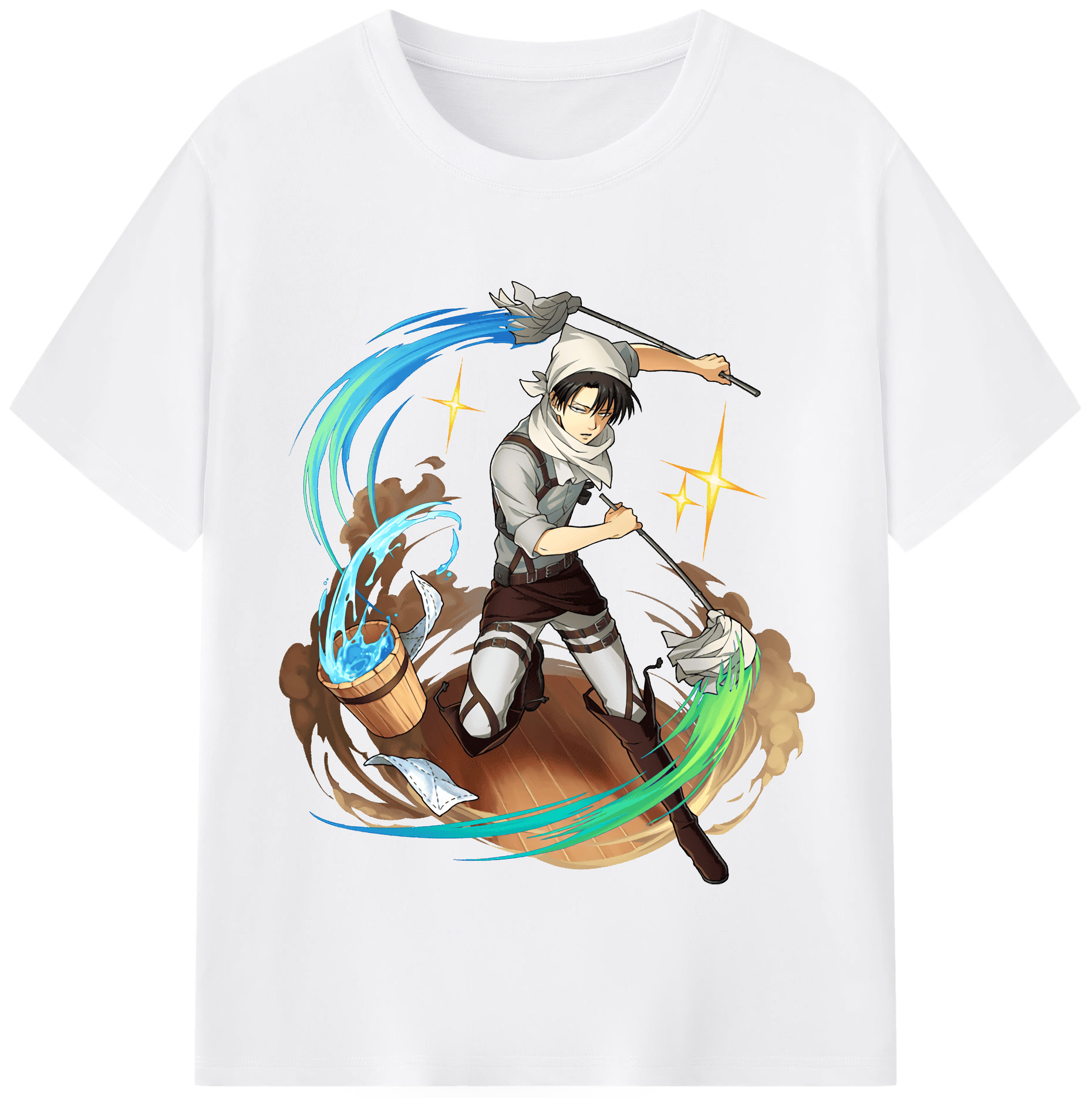 （画像用） 進撃の巨人 リヴァイ·アッカーマン Attack on Titan Levi Ackerman 綿100％半袖Tシャツ（フロントプリント）