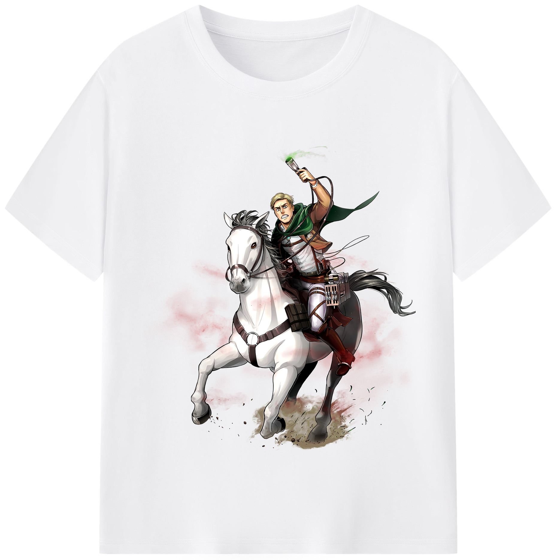 （画像用） 進撃の巨人 エルヴィン・スミス Attack on Titan Erwin Smith 綿100％半袖Tシャツ（フロントプリント）