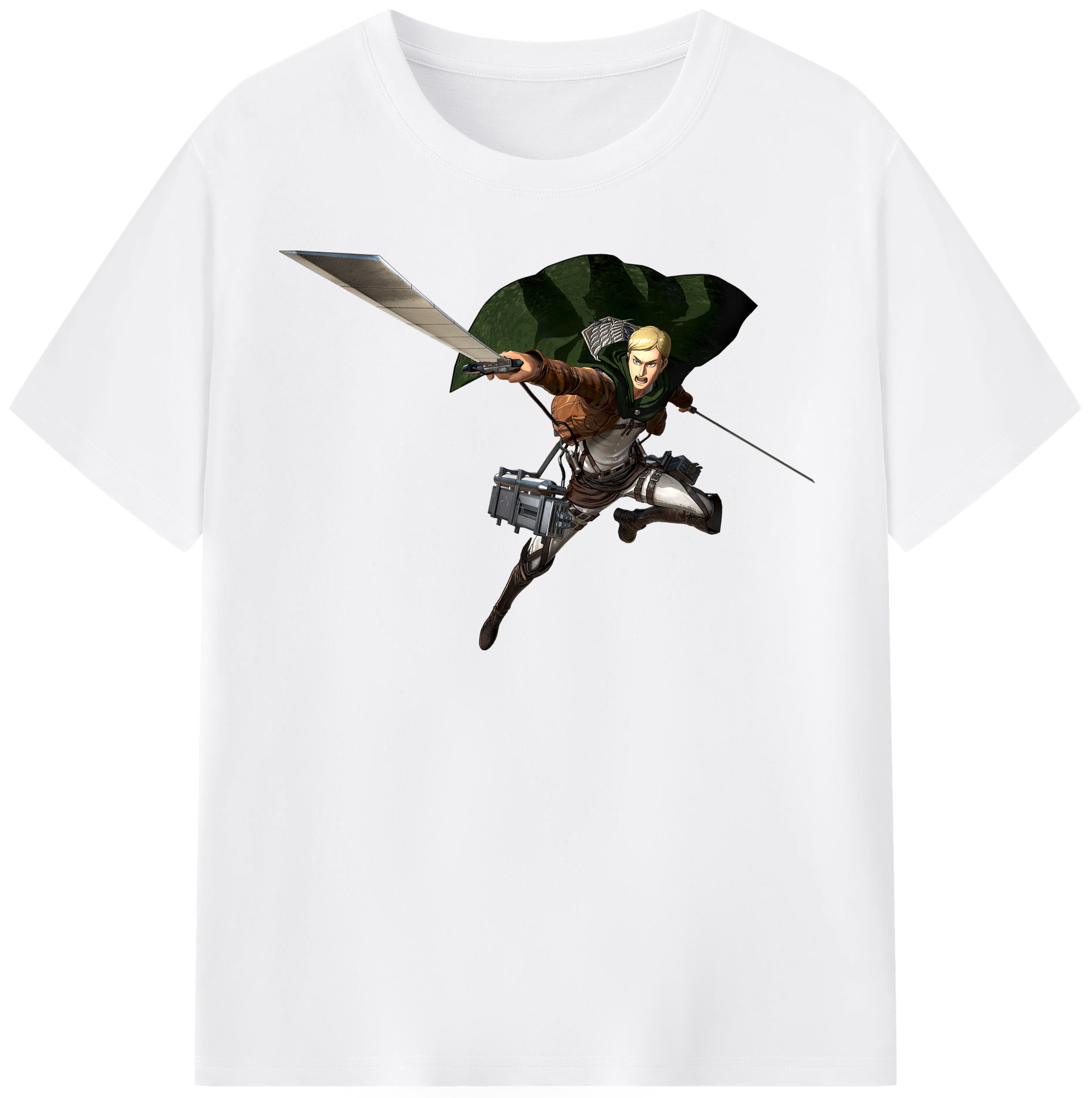 （画像用） 進撃の巨人 エルヴィン・スミス Attack on Titan Erwin Smith 綿100％半袖Tシャツ（フロントプリント）