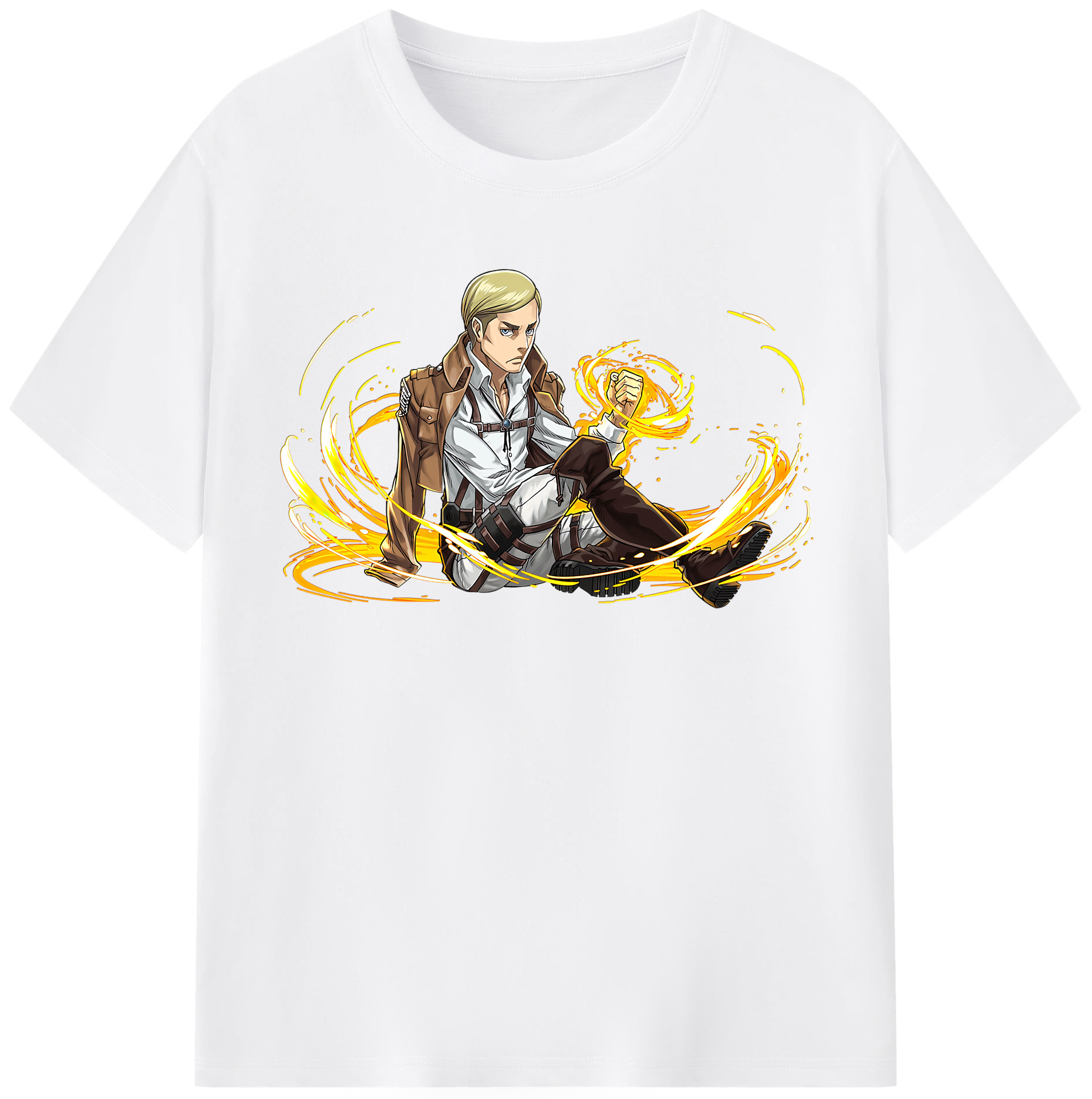 （画像用） 進撃の巨人 エルヴィン・スミス Attack on Titan Erwin Smith 綿100％半袖Tシャツ（フロントプリント）