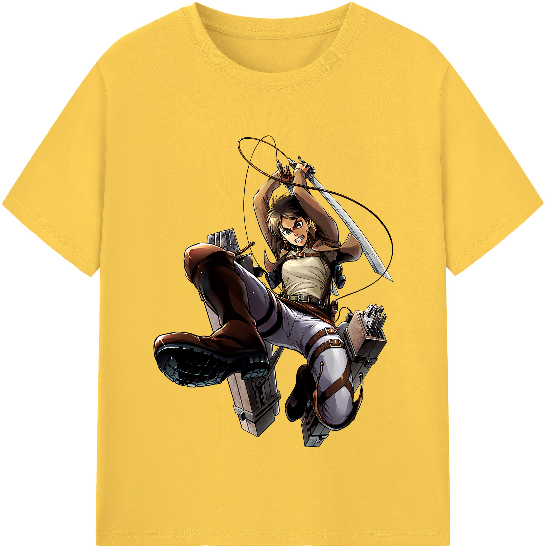 （画像用） 進撃の巨人 エレン･イェーガー Attack on Titan Eren Jäger 綿100％半袖Tシャツ（フロントプリント）
