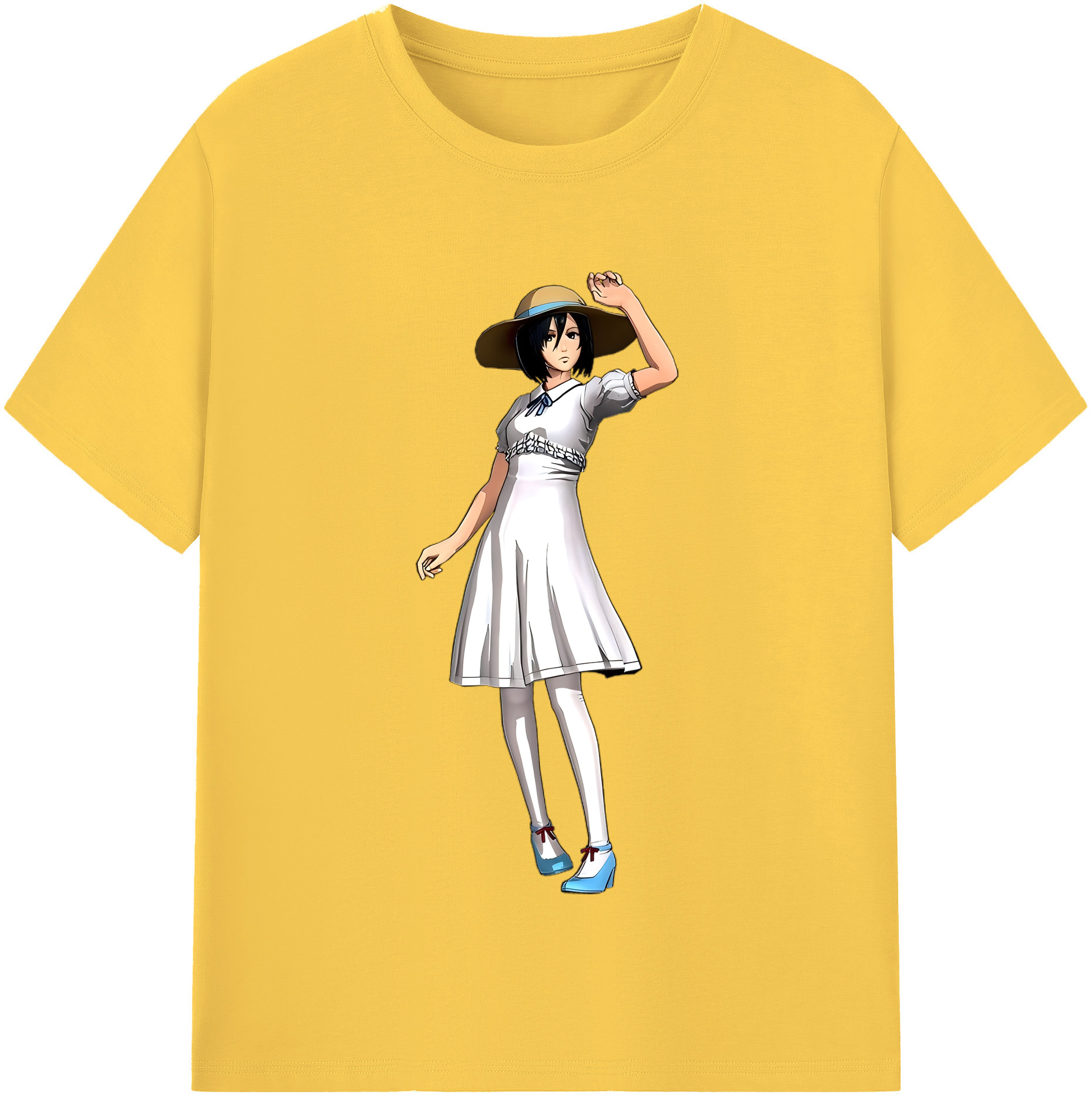 （画像用） 進撃の巨人 ミカサ·アッカーマン Attack on Titan Mikasa Ackerman 綿100％半袖Tシャツ（フロントプリント）