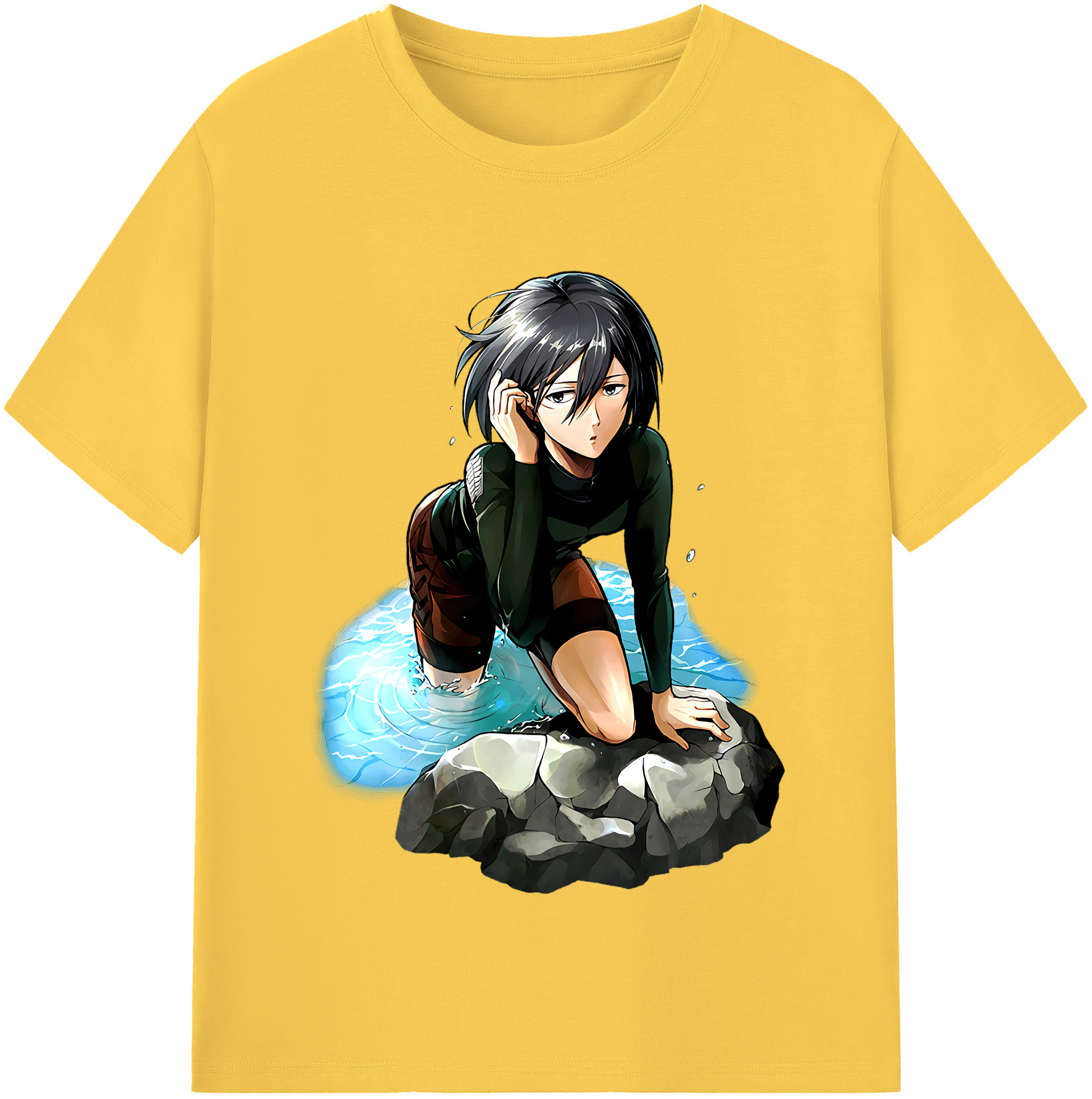 （画像用） 進撃の巨人 ミカサ·アッカーマン Attack on Titan Mikasa Ackerman 綿100％半袖Tシャツ（フロントプリント）