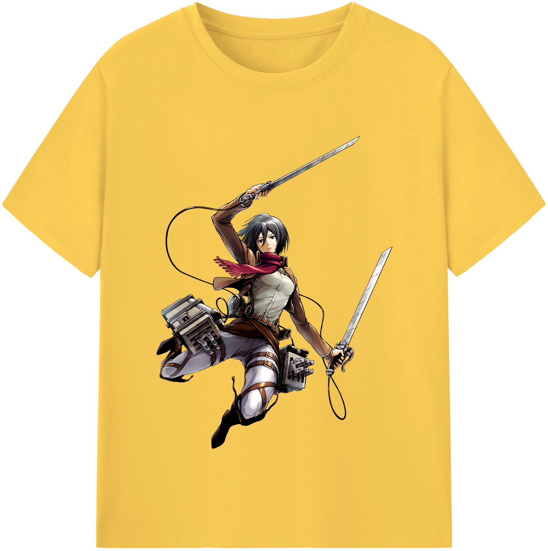 （画像用） 進撃の巨人 ミカサ·アッカーマン Attack on Titan Mikasa Ackerman 綿100％半袖Tシャツ（フロントプリント）