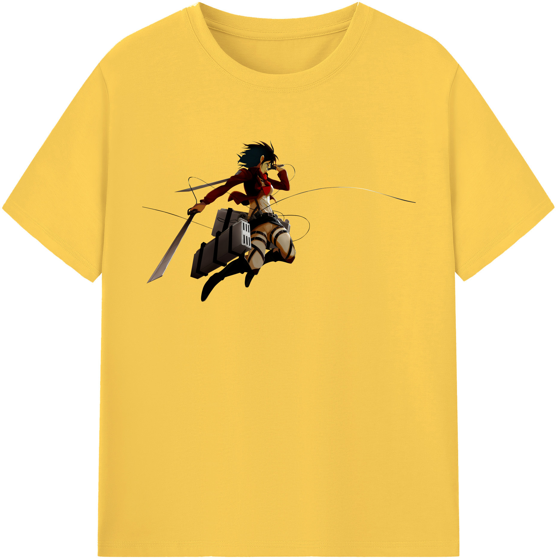 （画像用） 進撃の巨人 ミカサ·アッカーマン Attack on Titan Mikasa Ackerman 綿100％半袖Tシャツ（フロントプリント）