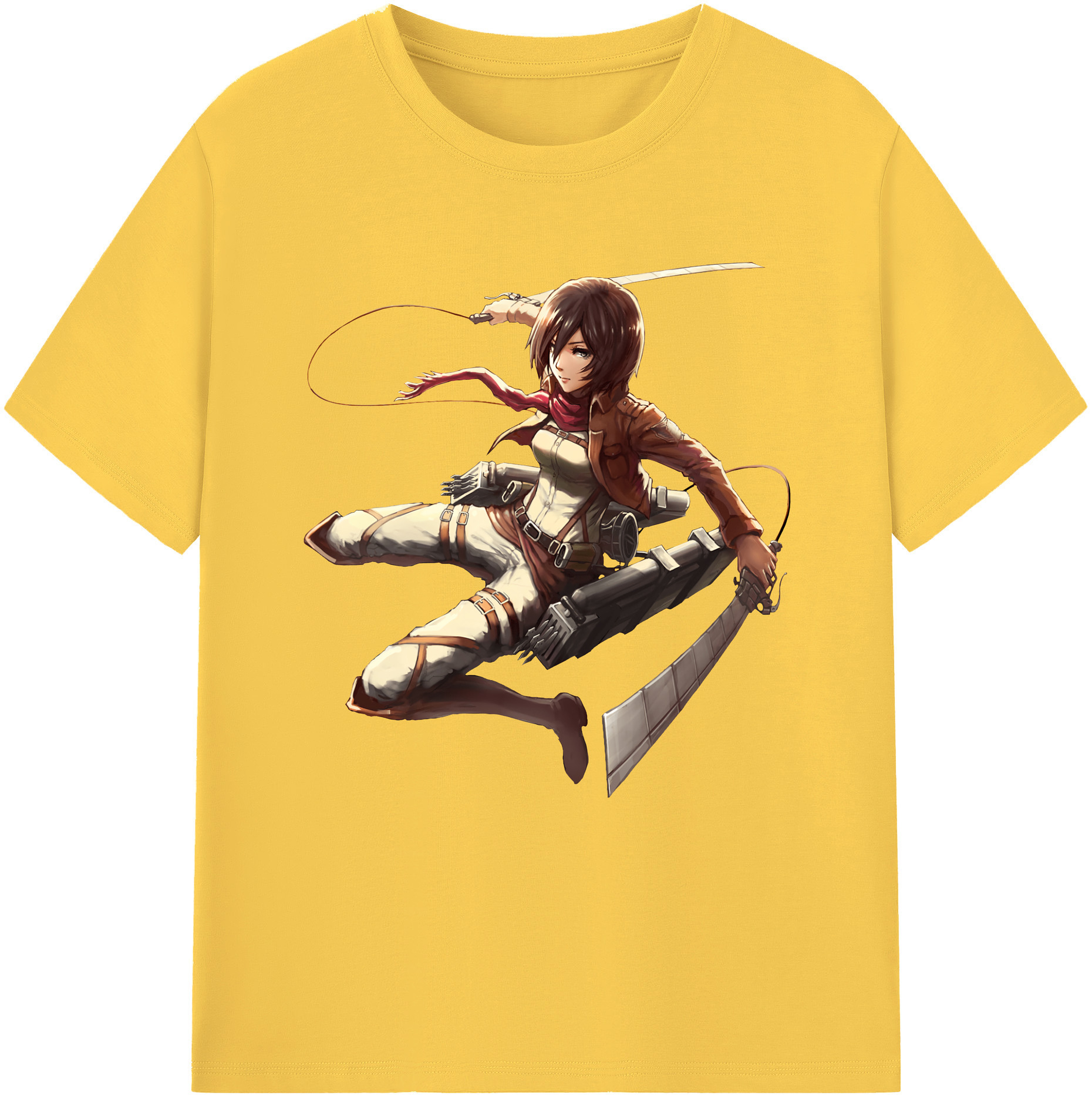 （画像用） 進撃の巨人 ミカサ·アッカーマン Attack on Titan Mikasa Ackerman 綿100％半袖Tシャツ（フロントプリント）