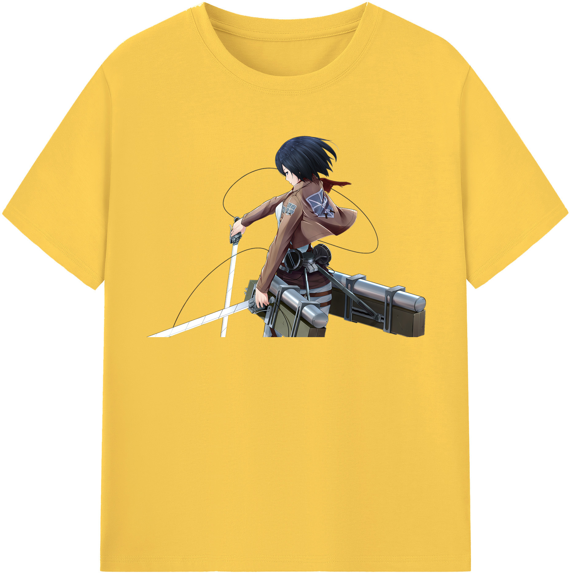 （画像用） 進撃の巨人 ミカサ·アッカーマン Attack on Titan Mikasa Ackerman 綿100％半袖Tシャツ（フロントプリント）