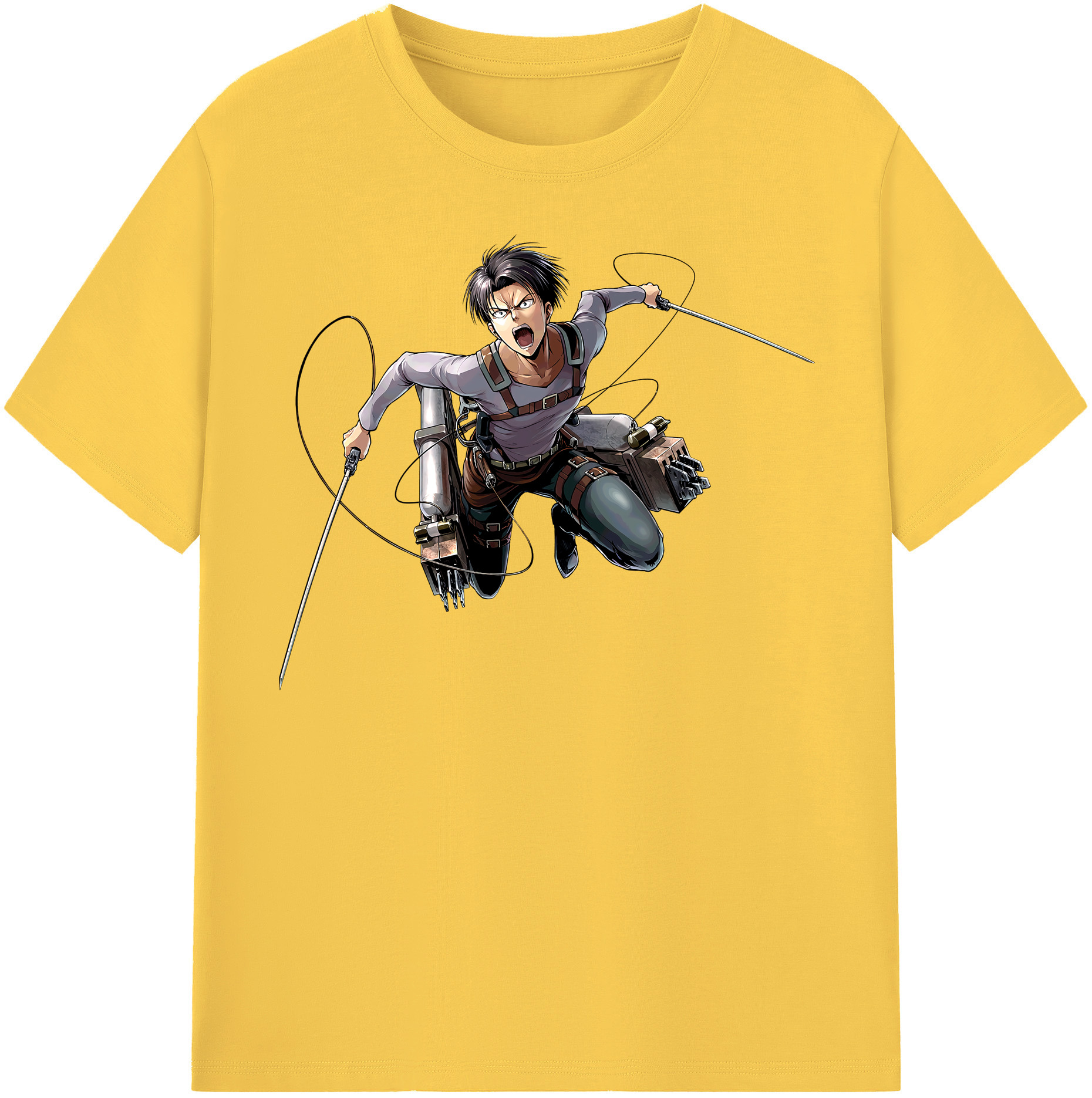 （画像用） 進撃の巨人 リヴァイ·アッカーマン Attack on Titan Levi Ackerman 綿100％半袖Tシャツ（フロントプリント）