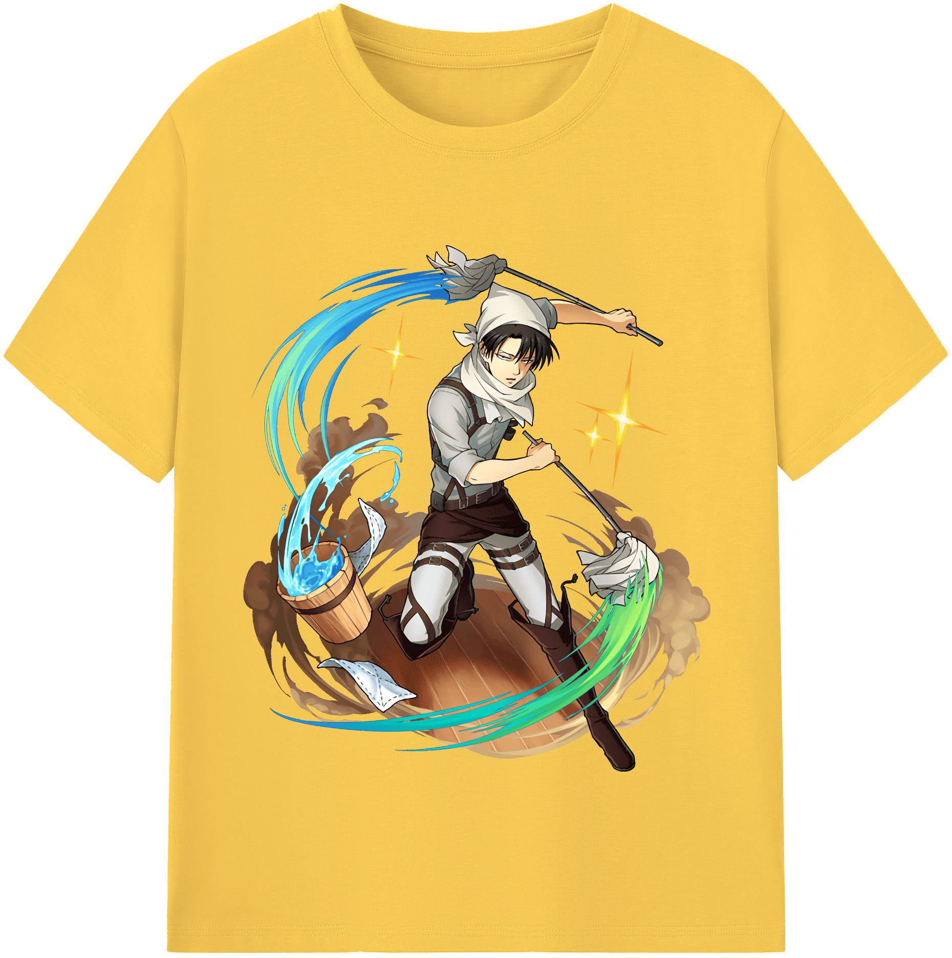 （画像用） 進撃の巨人 リヴァイ·アッカーマン Attack on Titan Levi Ackerman 綿100％半袖Tシャツ（フロントプリント）