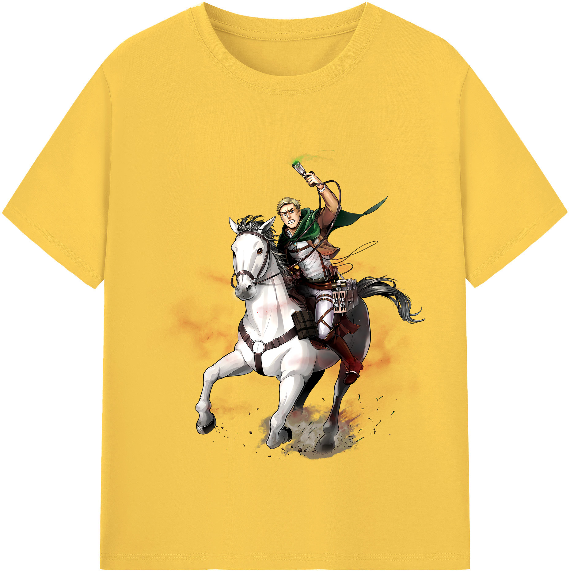 （画像用） 進撃の巨人 エルヴィン・スミス Attack on Titan Erwin Smith 綿100％半袖Tシャツ（フロントプリント）
