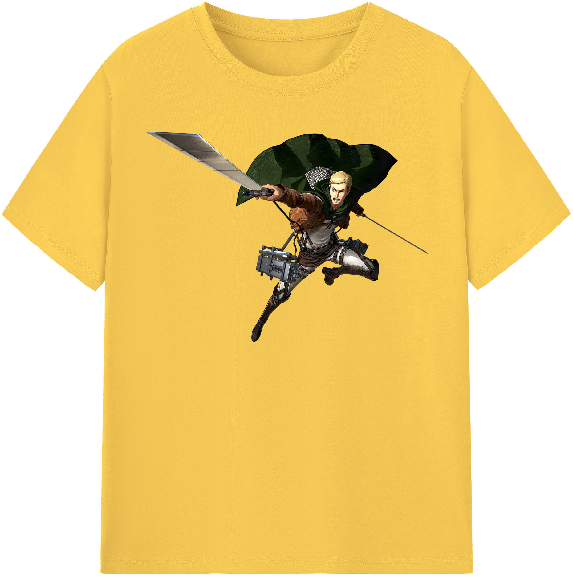 （画像用） 進撃の巨人 エルヴィン・スミス Attack on Titan Erwin Smith 綿100％半袖Tシャツ（フロントプリント）