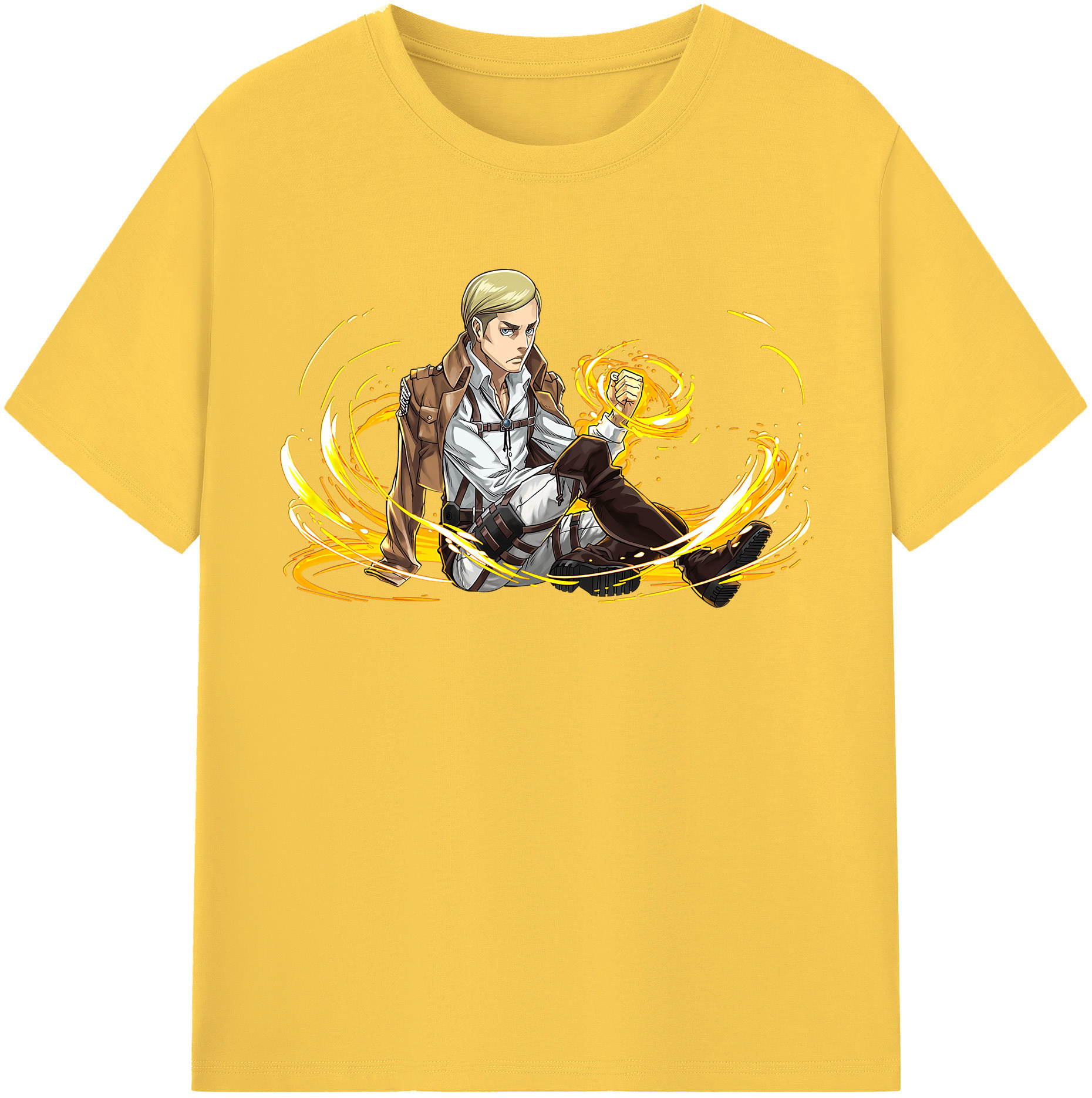 （画像用） 進撃の巨人 エルヴィン・スミス Attack on Titan Erwin Smith 綿100％半袖Tシャツ（フロントプリント）