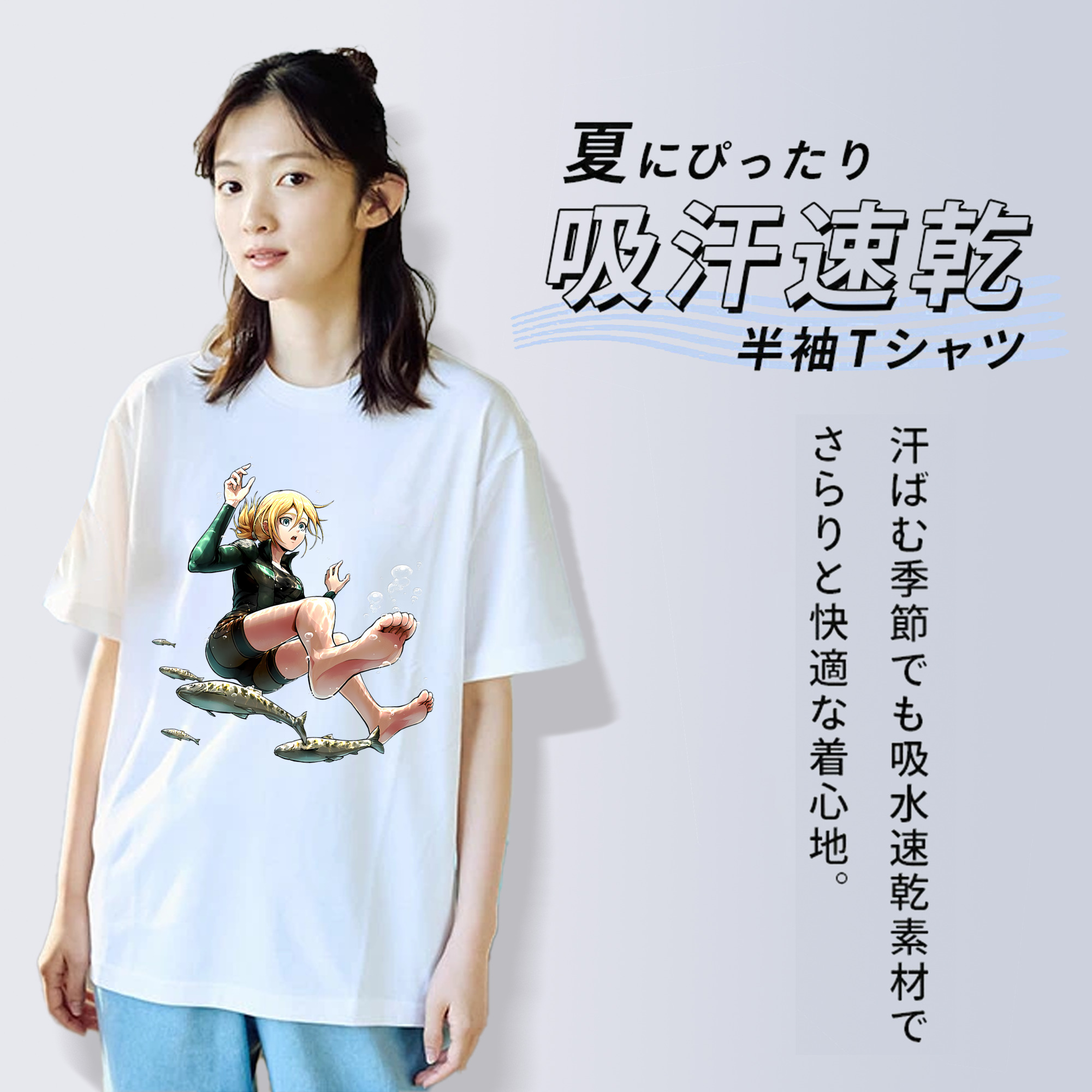 進撃の巨人 クリスタ·レンズ Attack on Titan Christa Lenz 綿100％半袖Tシャツ（フロントプリント）