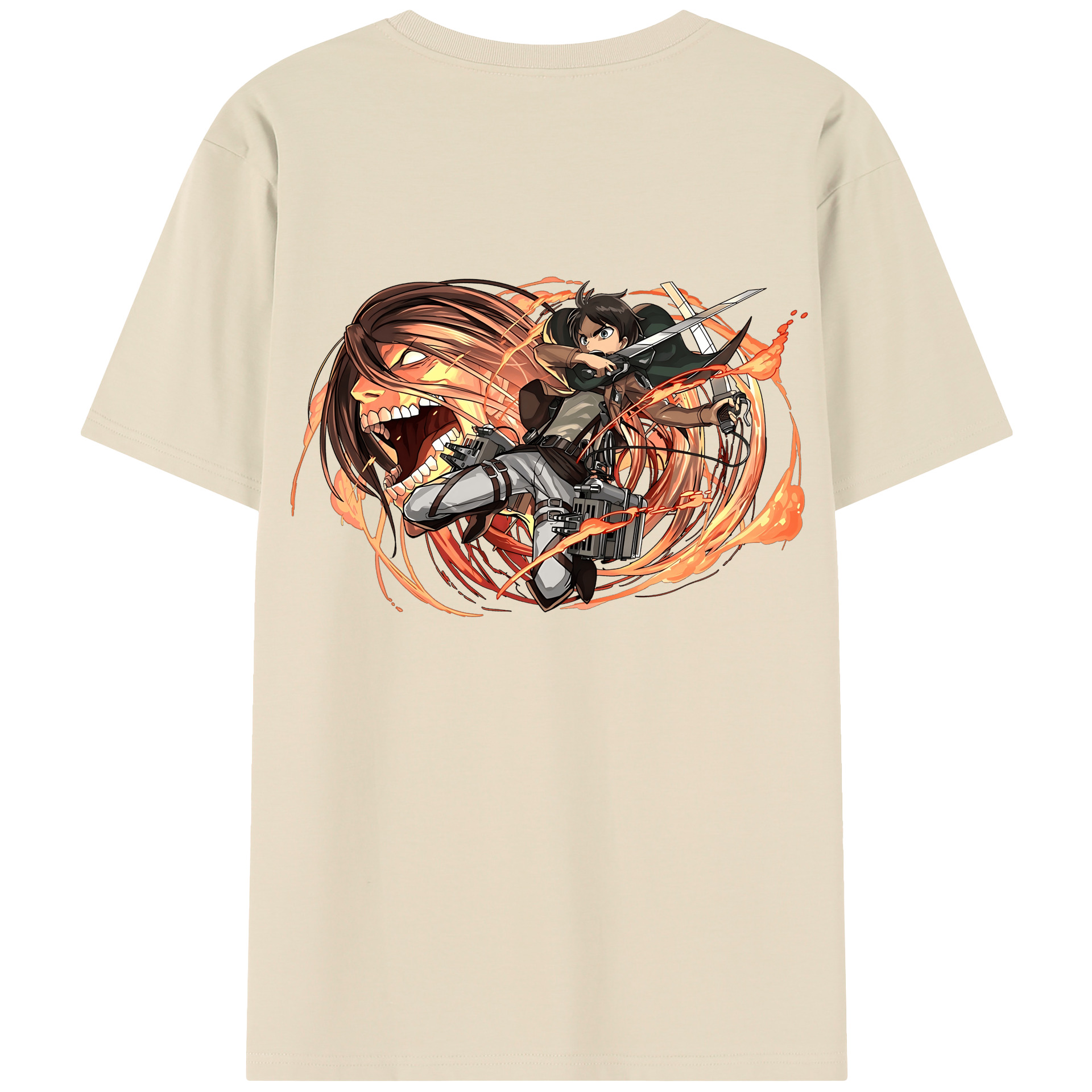 （画像用） 進撃の巨人 エレン･イェーガー Attack on Titan Eren Jäger 綿100％半袖Tシャツ（背面プリント）