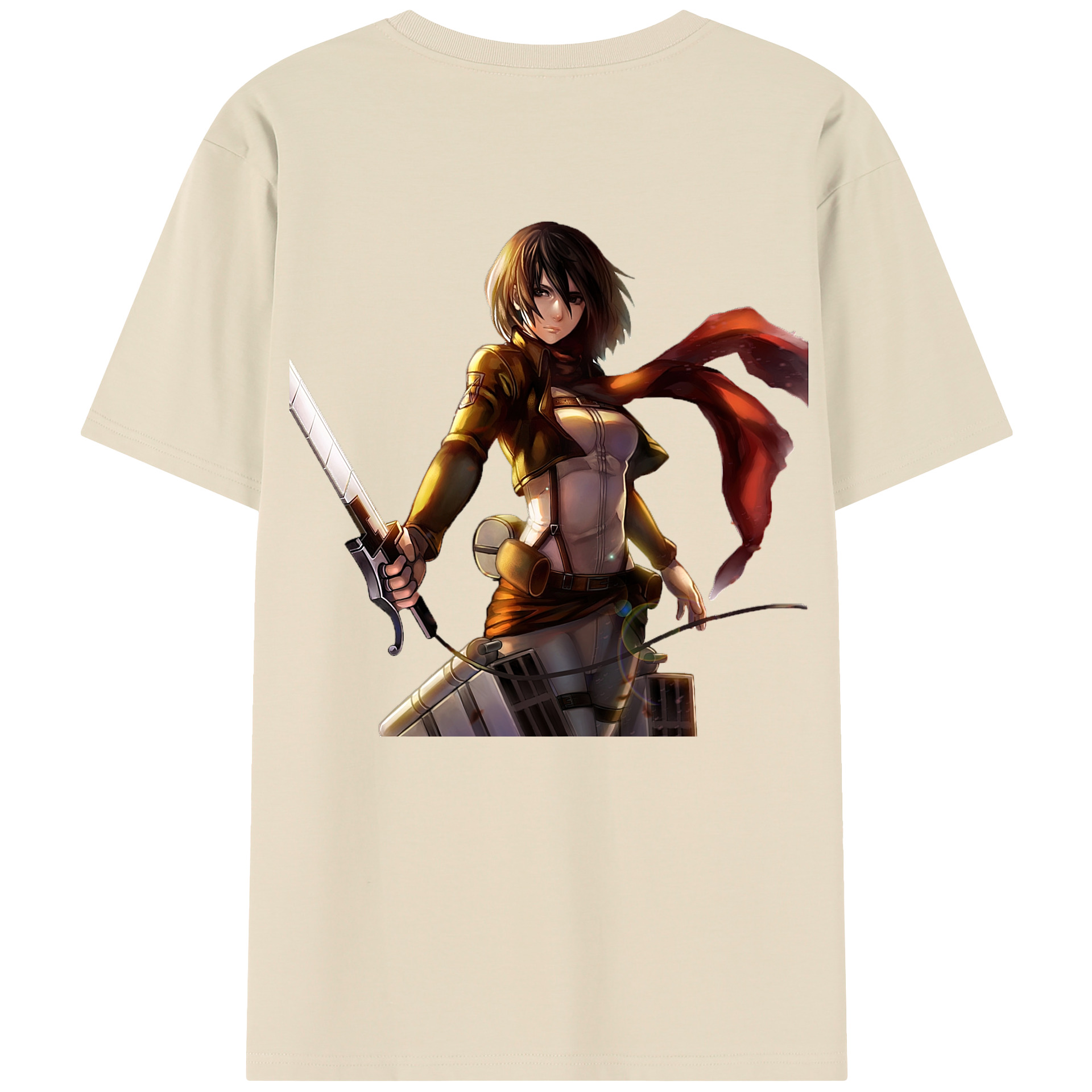 （画像用） 進撃の巨人 ミカサ·アッカーマン Attack on Titan Mikasa Ackerman 綿100％半袖Tシャツ（背面プリント）