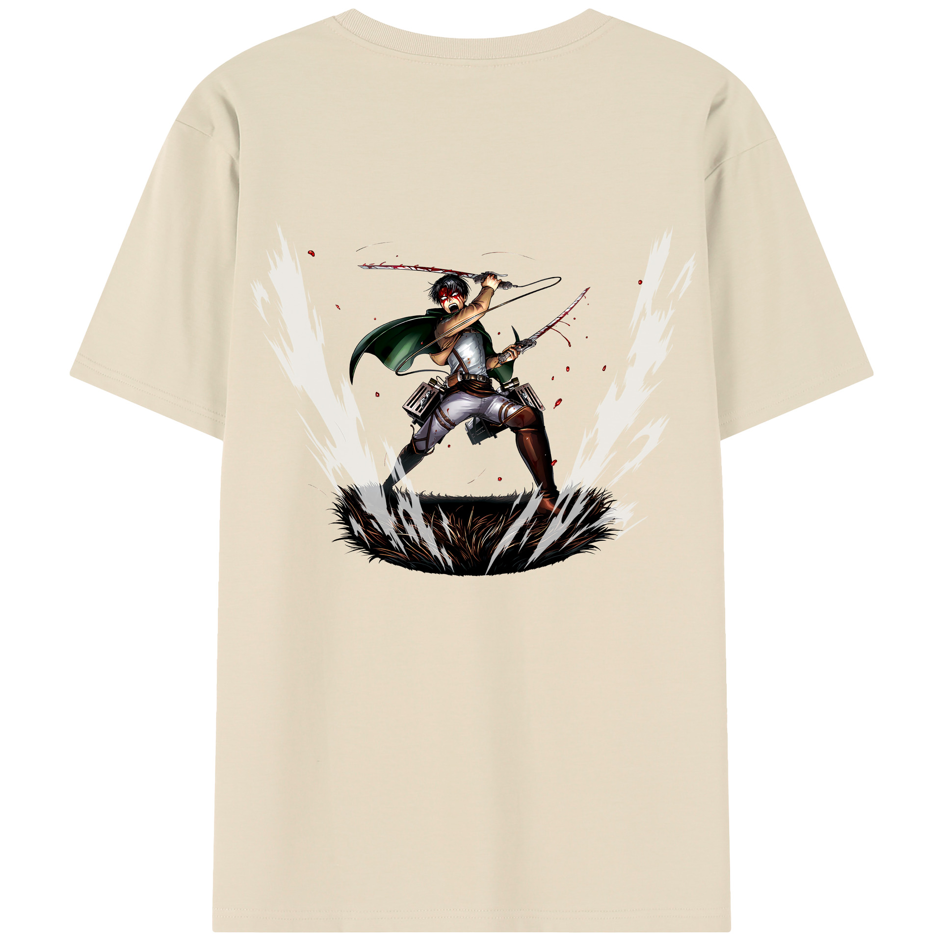 （画像用） 進撃の巨人 リヴァイ·アッカーマン Attack on Titan Levi Ackerman 綿100％半袖Tシャツ（背面プリント）
