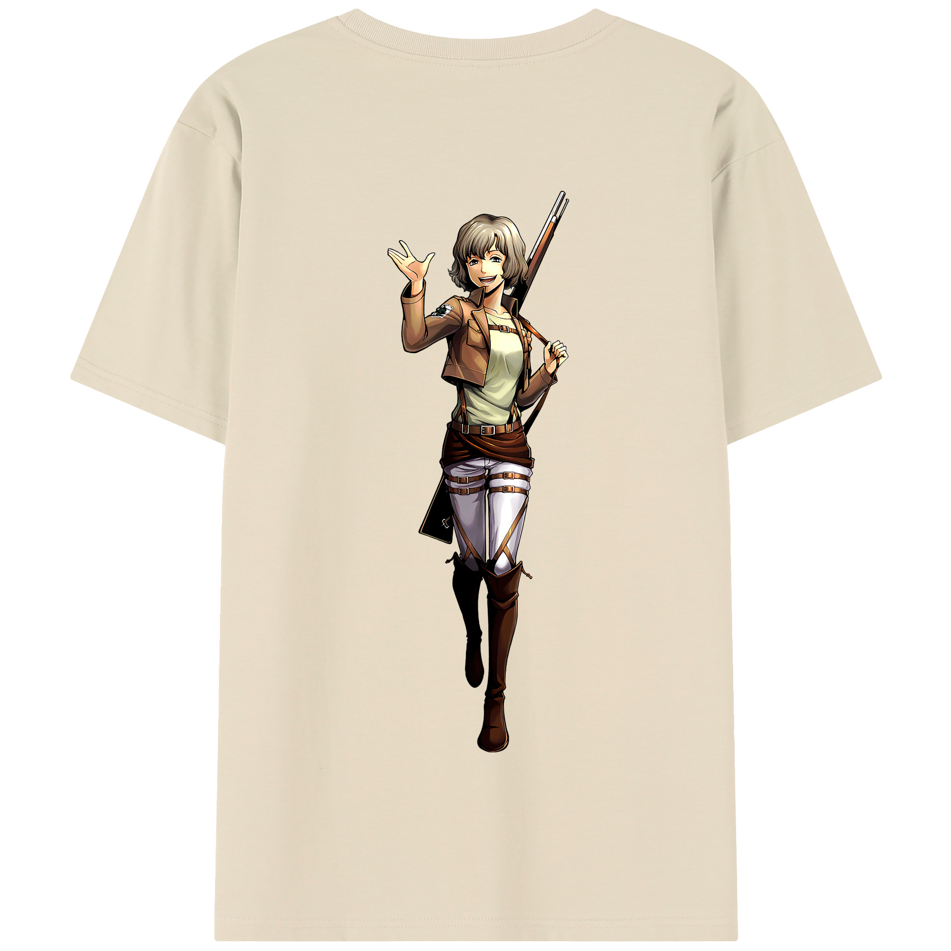 （画像用） 進撃の巨人 ヒツチ Attack on Titan Hitch 綿100％半袖Tシャツ（背面プリント）