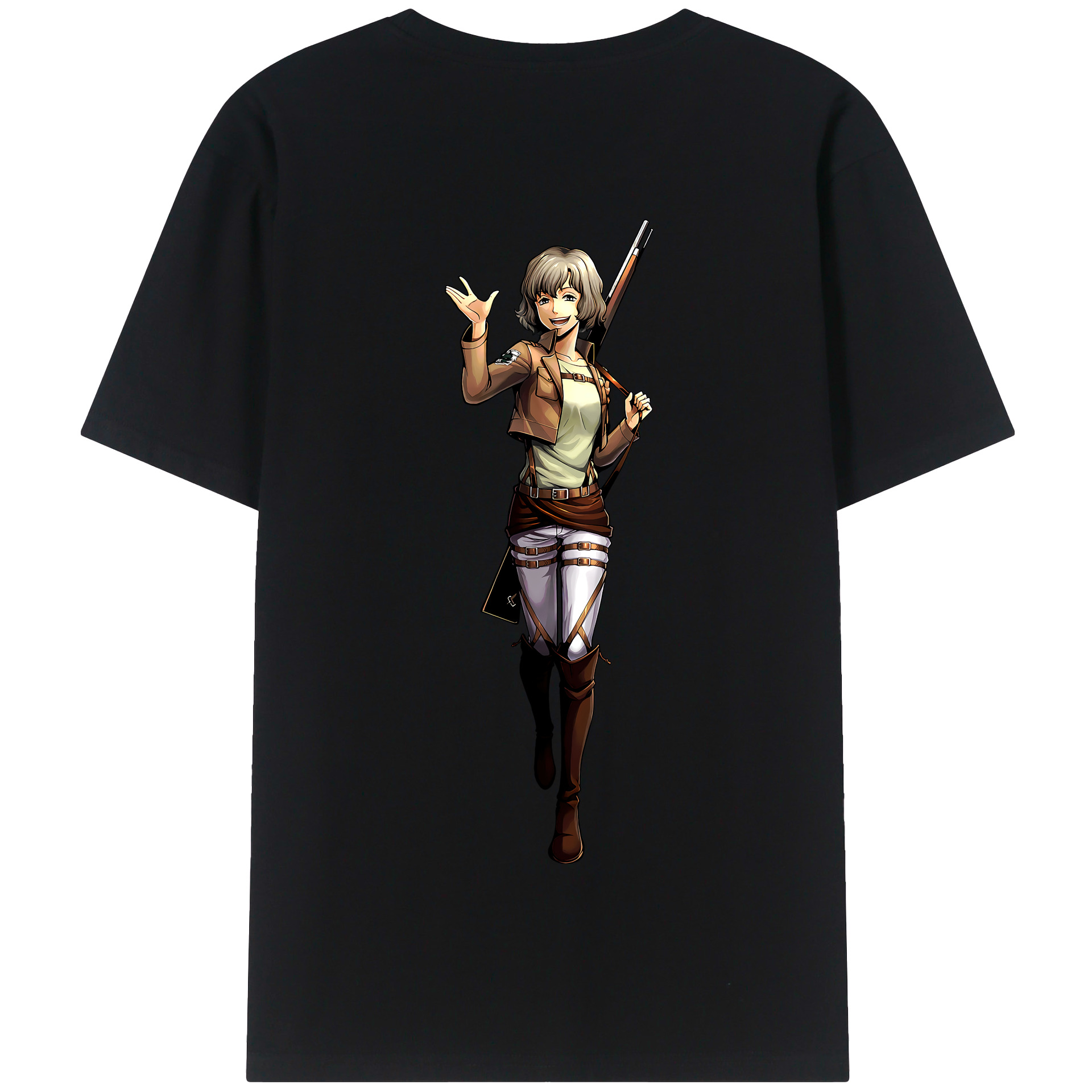 （画像用） 進撃の巨人 ヒツチ Attack on Titan Hitch 綿100％半袖Tシャツ（背面プリント）