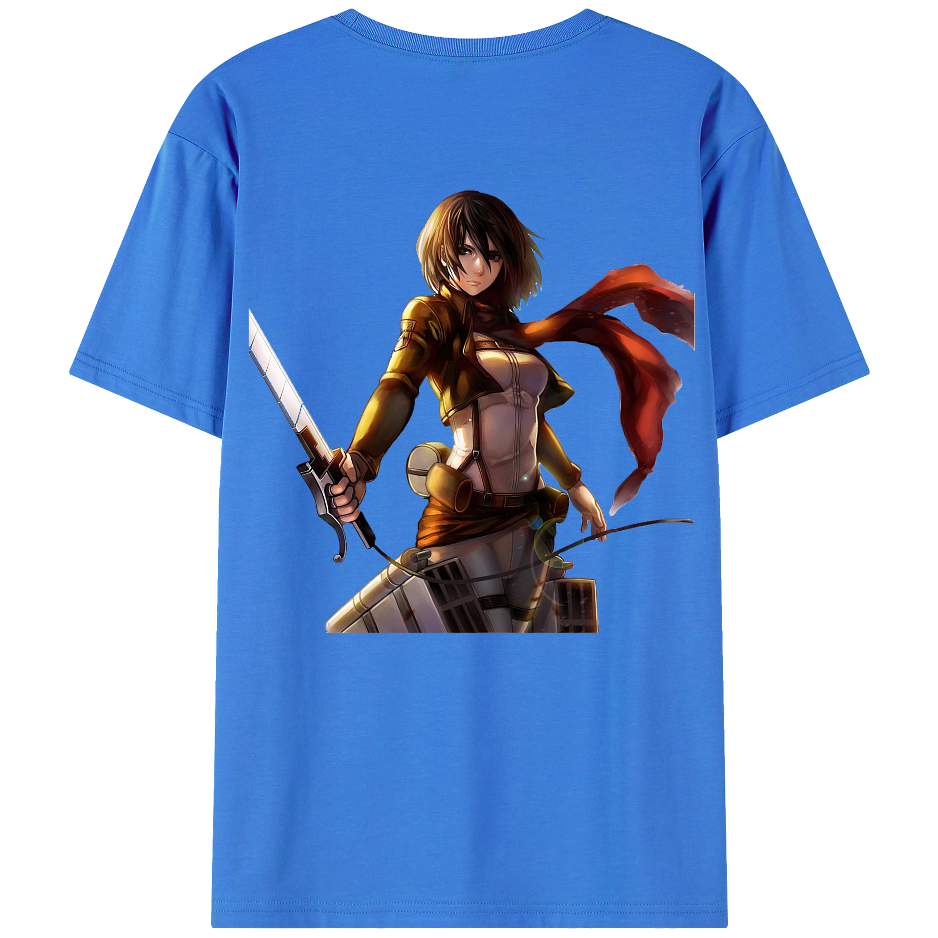 （画像用） 進撃の巨人 ミカサ·アッカーマン Attack on Titan Mikasa Ackerman 綿100％半袖Tシャツ（背面プリント）