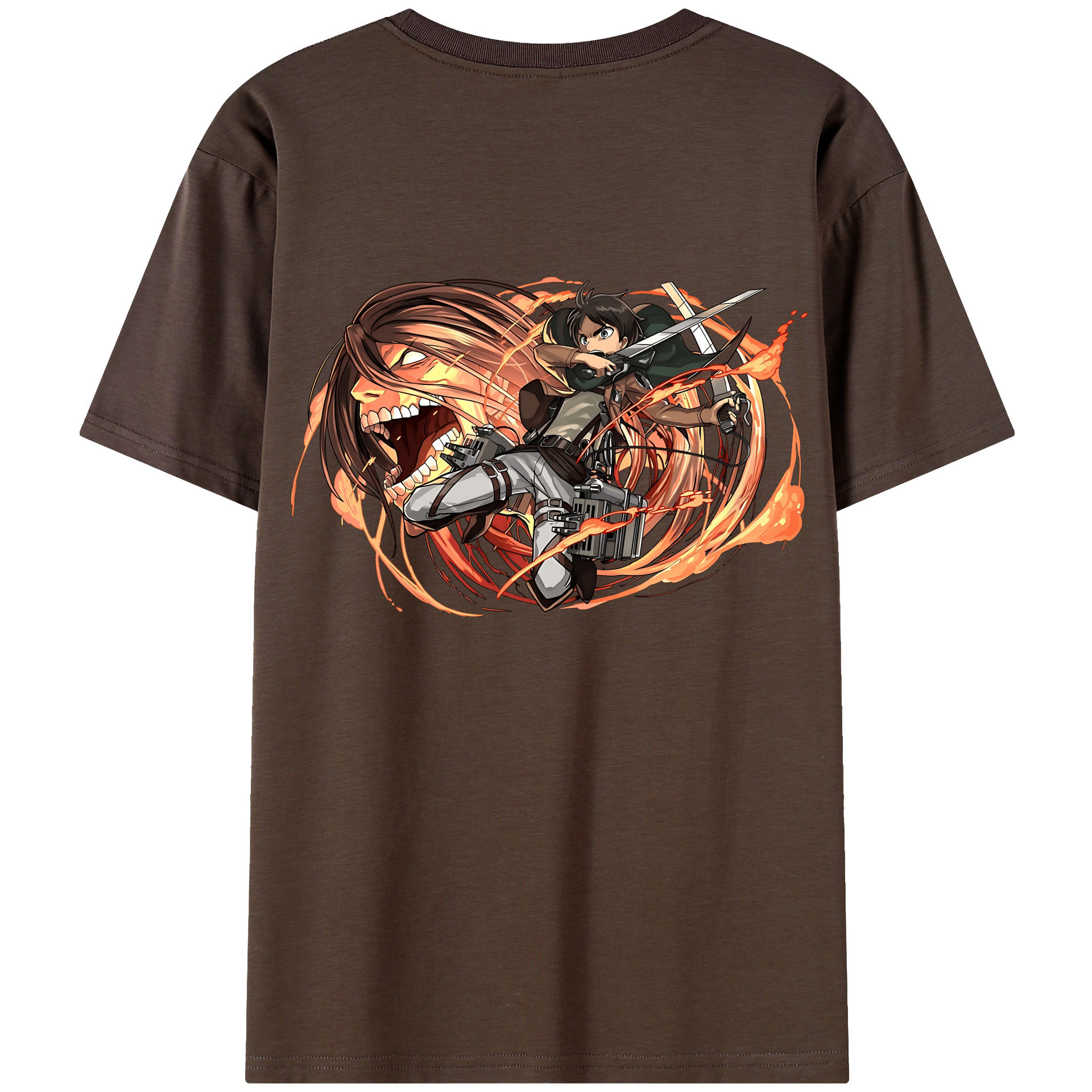 （画像用） 進撃の巨人 エレン･イェーガー Attack on Titan Eren Jäger 綿100％半袖Tシャツ（背面プリント）