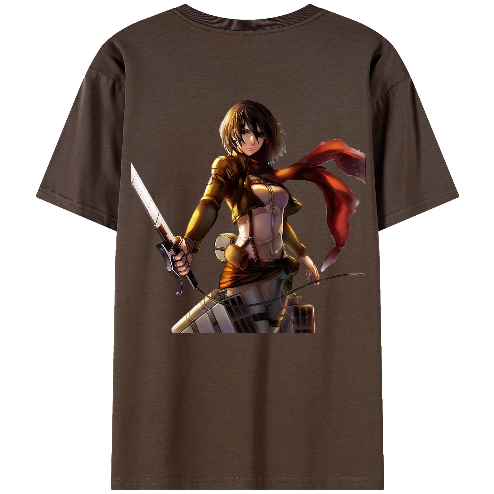 （画像用） 進撃の巨人 ミカサ·アッカーマン Attack on Titan Mikasa Ackerman 綿100％半袖Tシャツ（背面プリント）