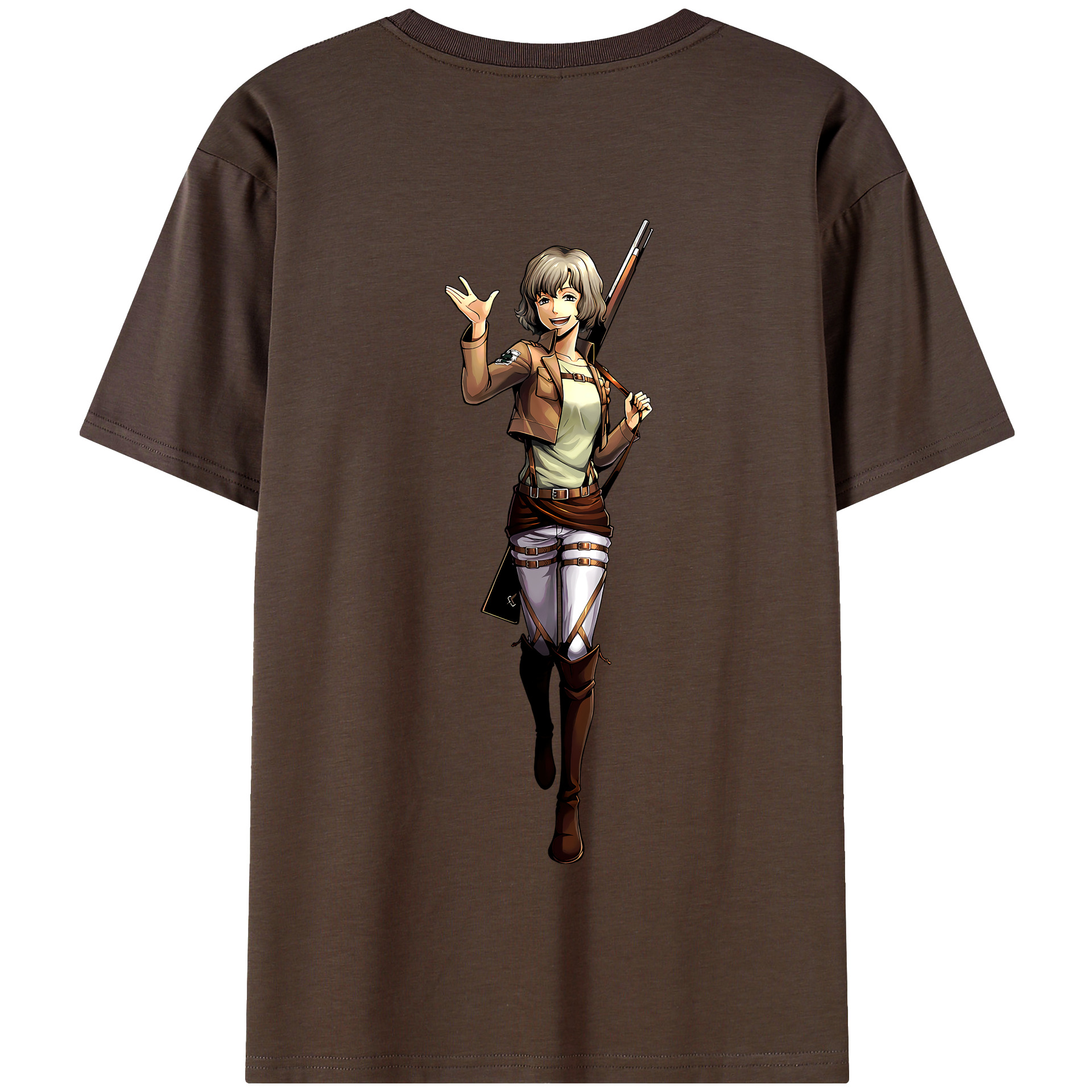 （画像用） 進撃の巨人 ヒツチ Attack on Titan Hitch 綿100％半袖Tシャツ（背面プリント）