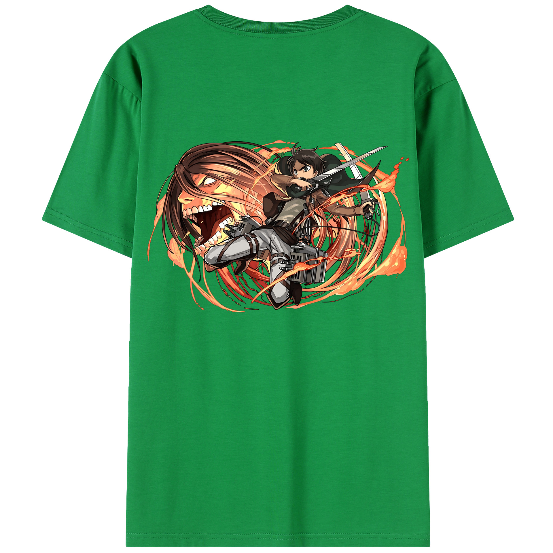 （画像用） 進撃の巨人 エレン･イェーガー Attack on Titan Eren Jäger 綿100％半袖Tシャツ（背面プリント）