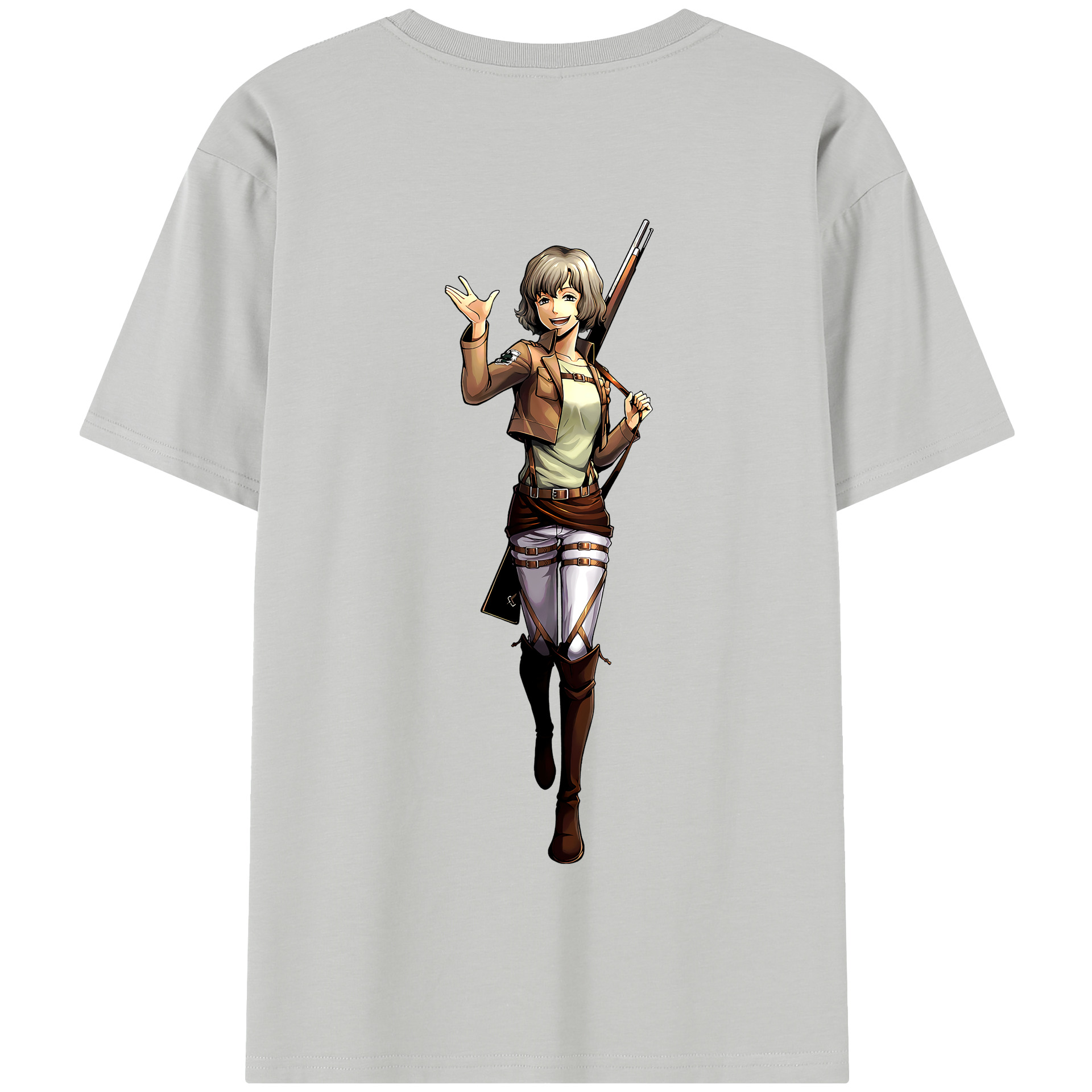 （画像用） 進撃の巨人 ヒツチ Attack on Titan Hitch 綿100％半袖Tシャツ（背面プリント）