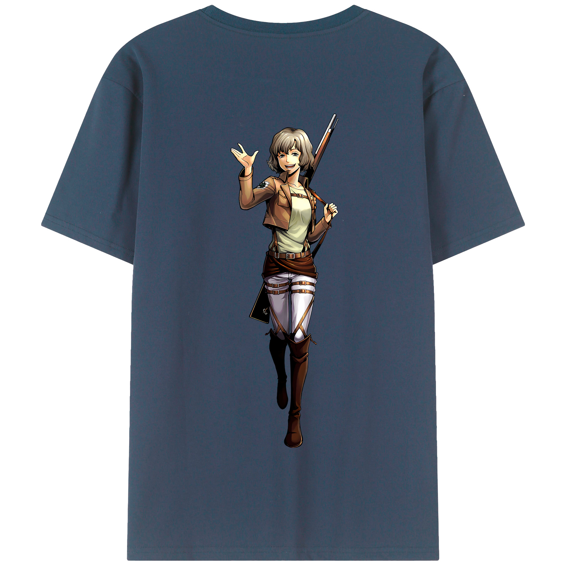 （画像用） 進撃の巨人 ヒツチ Attack on Titan Hitch 綿100％半袖Tシャツ（背面プリント）