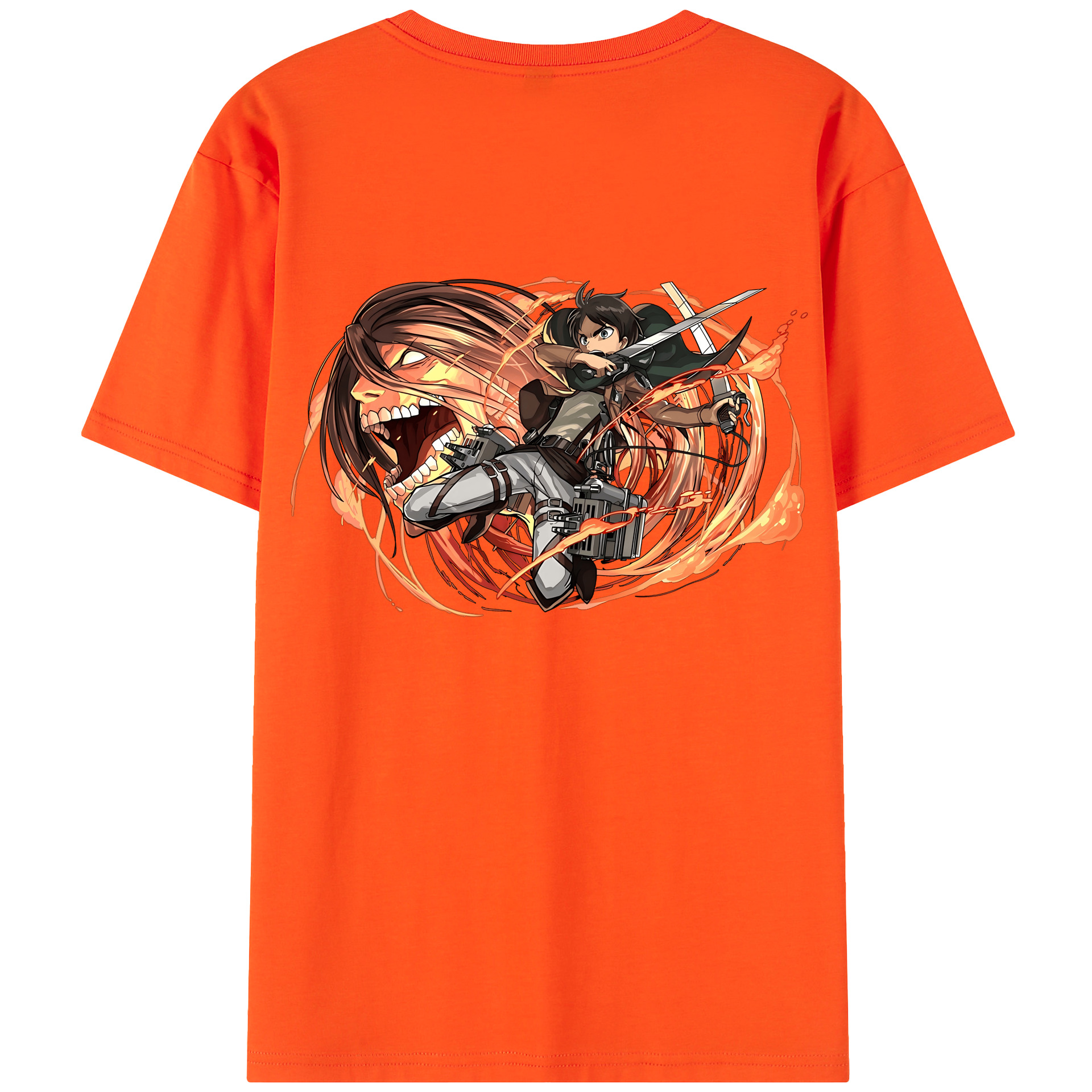 （画像用） 進撃の巨人 エレン･イェーガー Attack on Titan Eren Jäger 綿100％半袖Tシャツ（背面プリント）