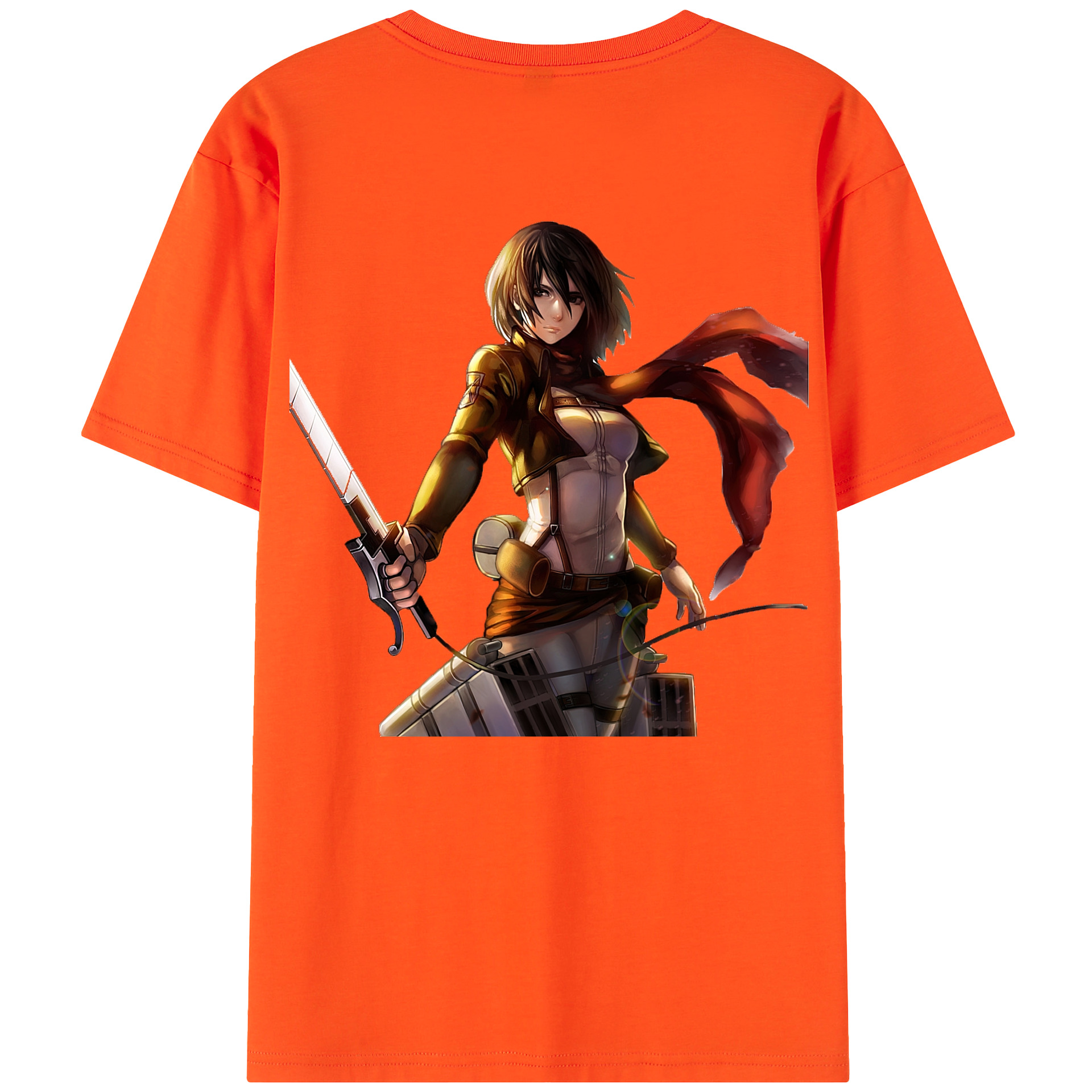 （画像用） 進撃の巨人 ミカサ·アッカーマン Attack on Titan Mikasa Ackerman 綿100％半袖Tシャツ（背面プリント）