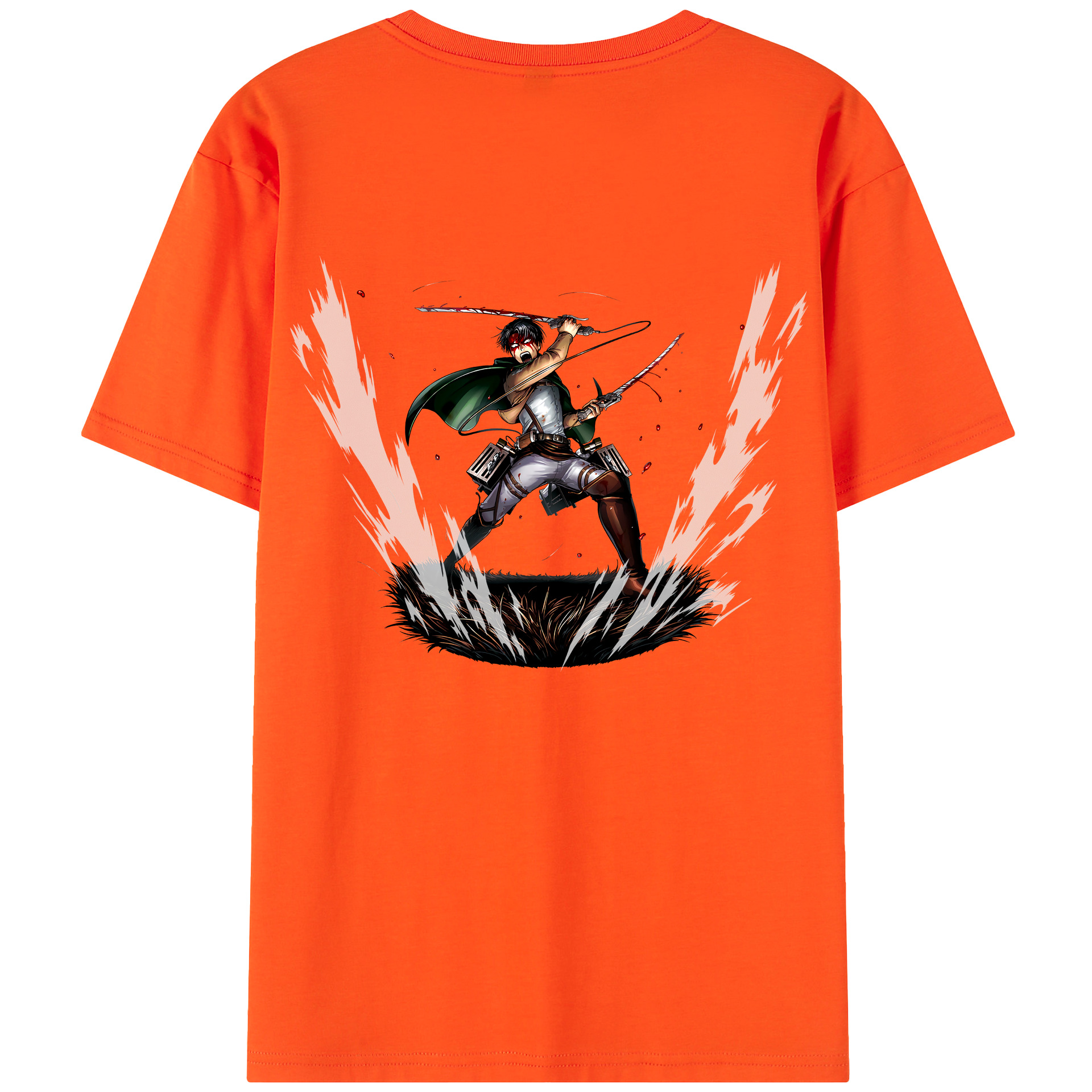 （画像用） 進撃の巨人 リヴァイ·アッカーマン Attack on Titan Levi Ackerman 綿100％半袖Tシャツ（背面プリント）