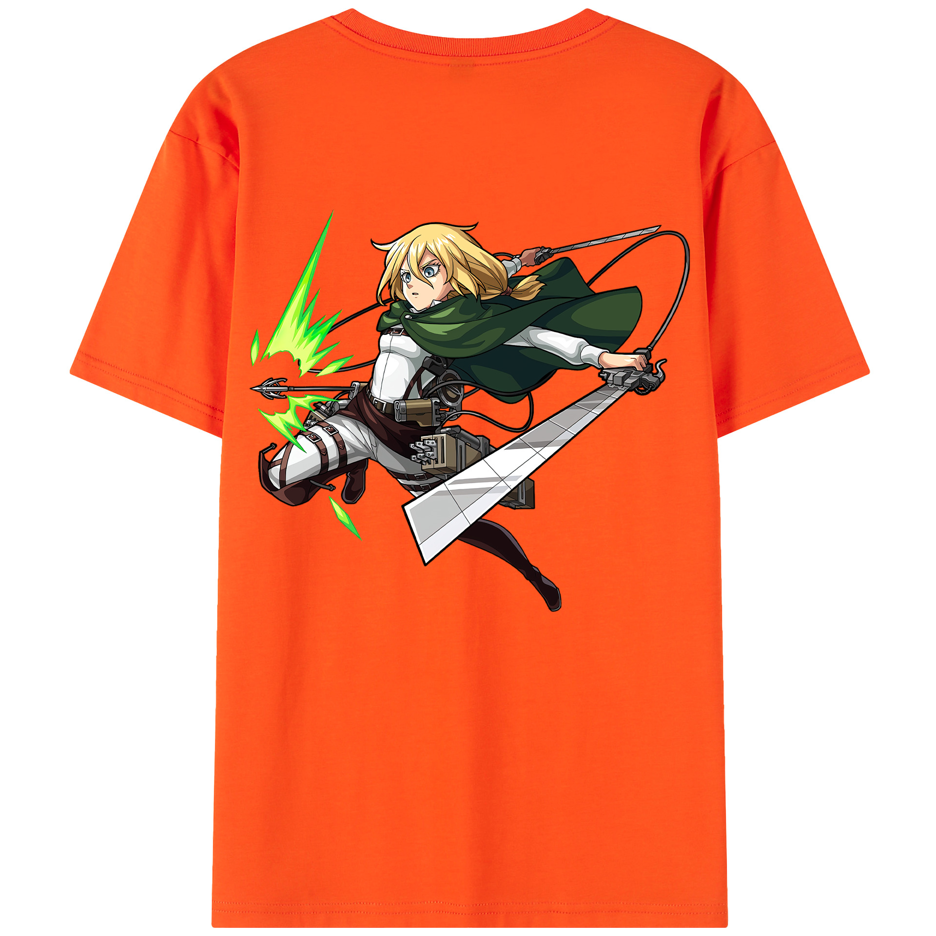 （画像用） 進撃の巨人 クリスタ·レンズ Attack on Titan Christa Lenz 綿100％半袖Tシャツ（背面プリント）