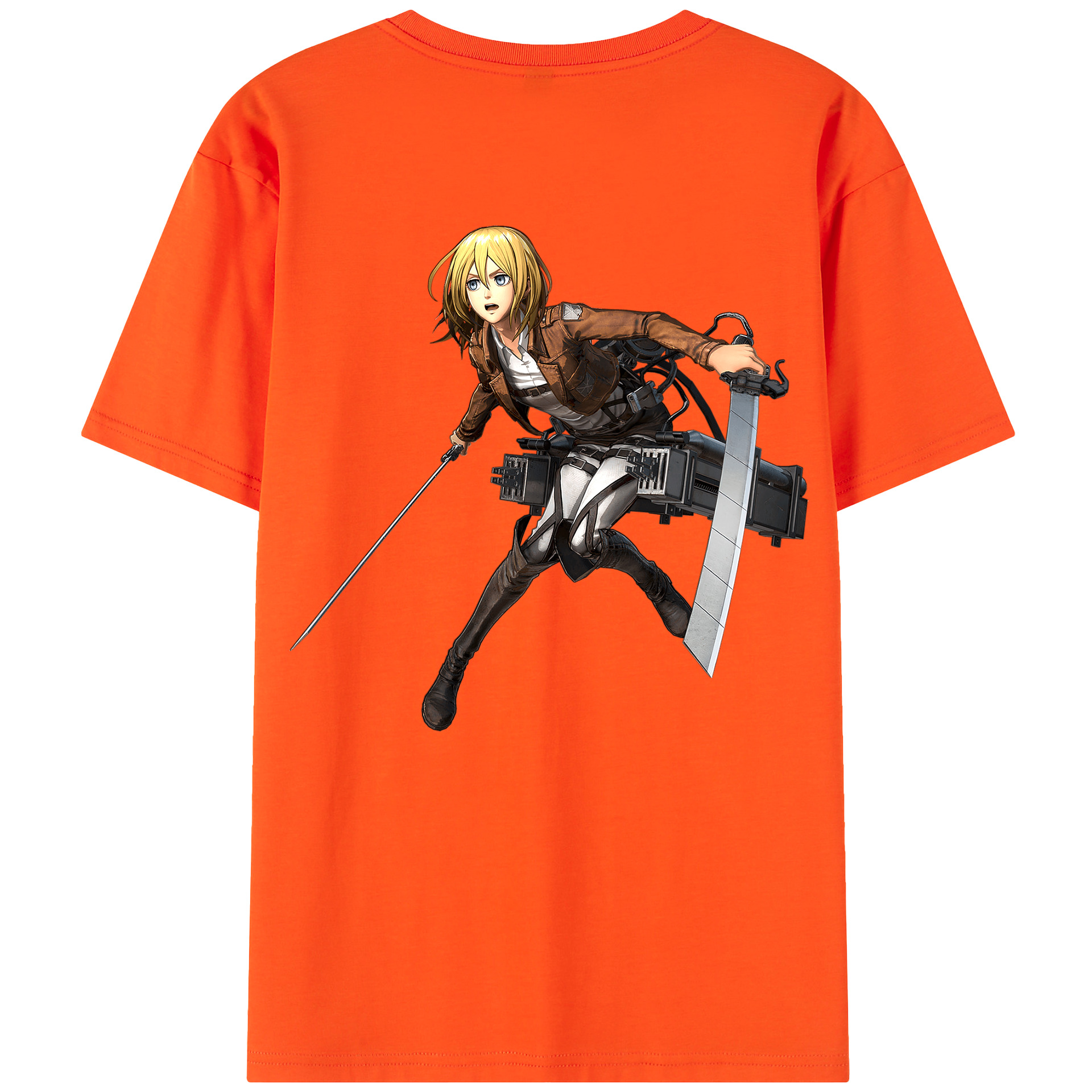 （画像用） 進撃の巨人 クリスタ·レンズ Attack on Titan Christa Lenz 綿100％半袖Tシャツ（背面プリント）