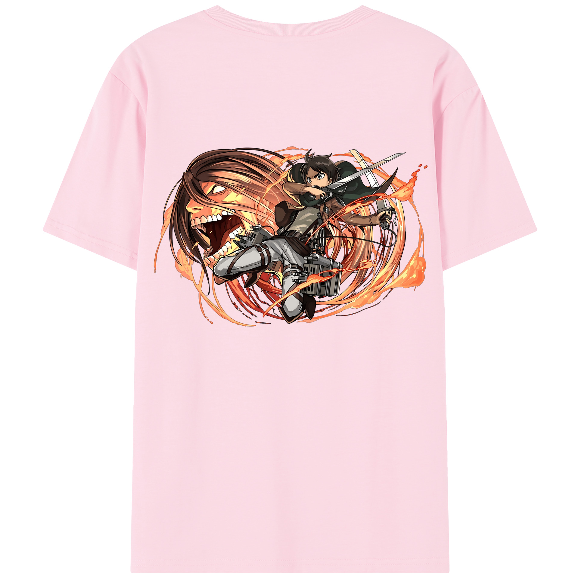 （画像用） 進撃の巨人 エレン･イェーガー Attack on Titan Eren Jäger 綿100％半袖Tシャツ（背面プリント）