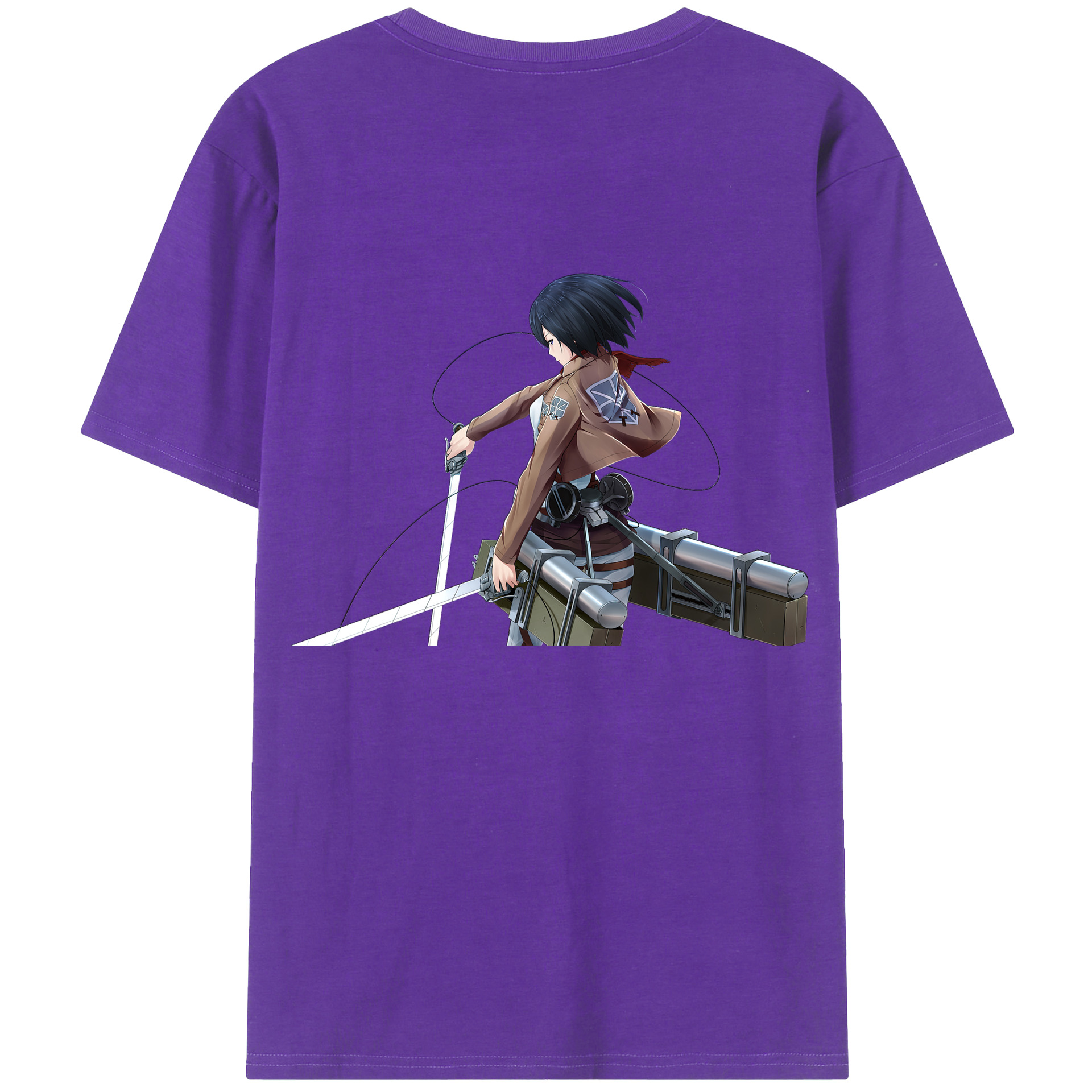 （画像用） 進撃の巨人 ミカサ·アッカーマン Attack on Titan Mikasa Ackerman 綿100％半袖Tシャツ（背面プリント）