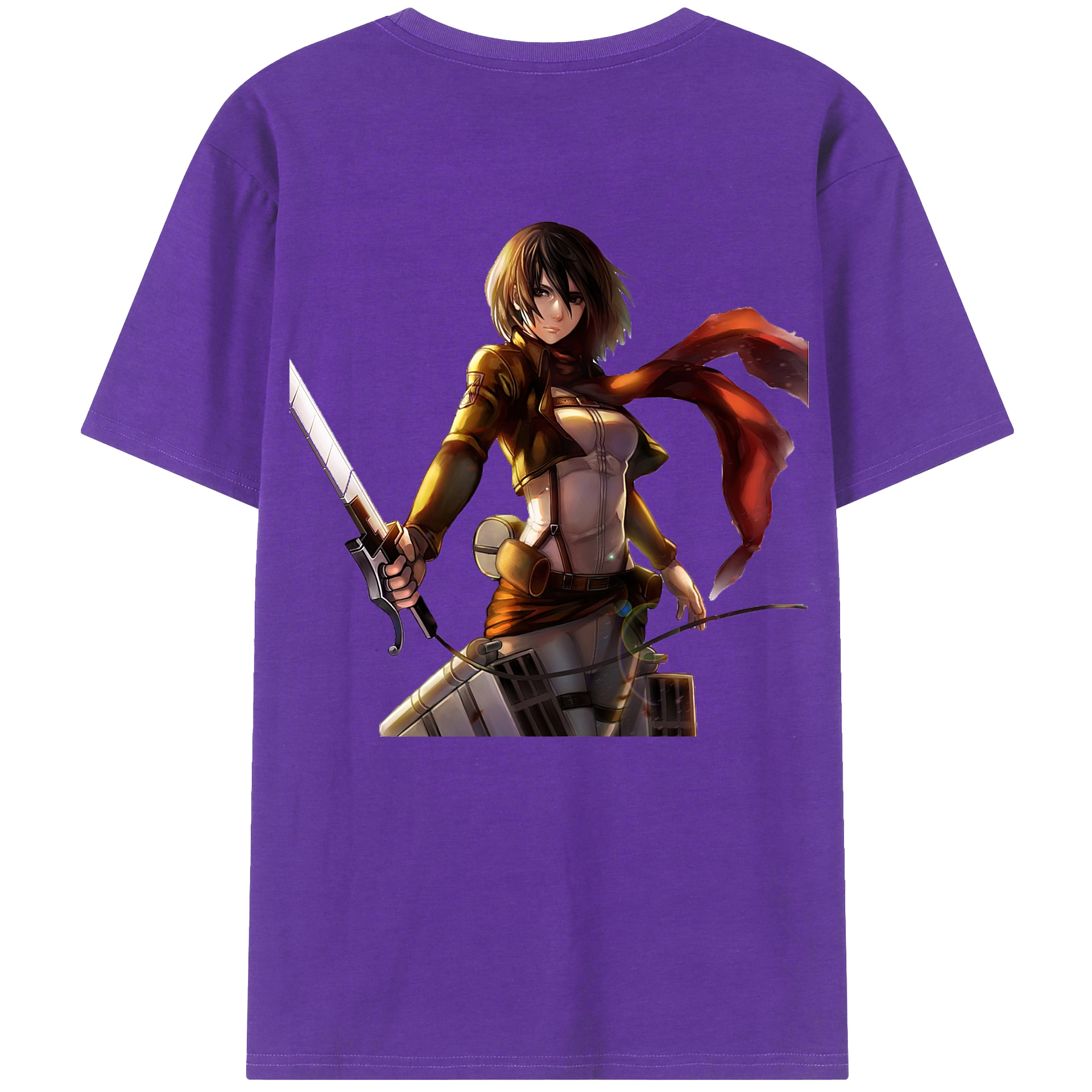 （画像用） 進撃の巨人 ミカサ·アッカーマン Attack on Titan Mikasa Ackerman 綿100％半袖Tシャツ（背面プリント）