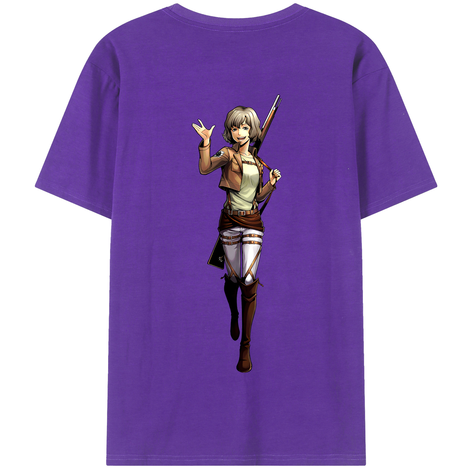 （画像用） 進撃の巨人 ヒツチ Attack on Titan Hitch 綿100％半袖Tシャツ（背面プリント）