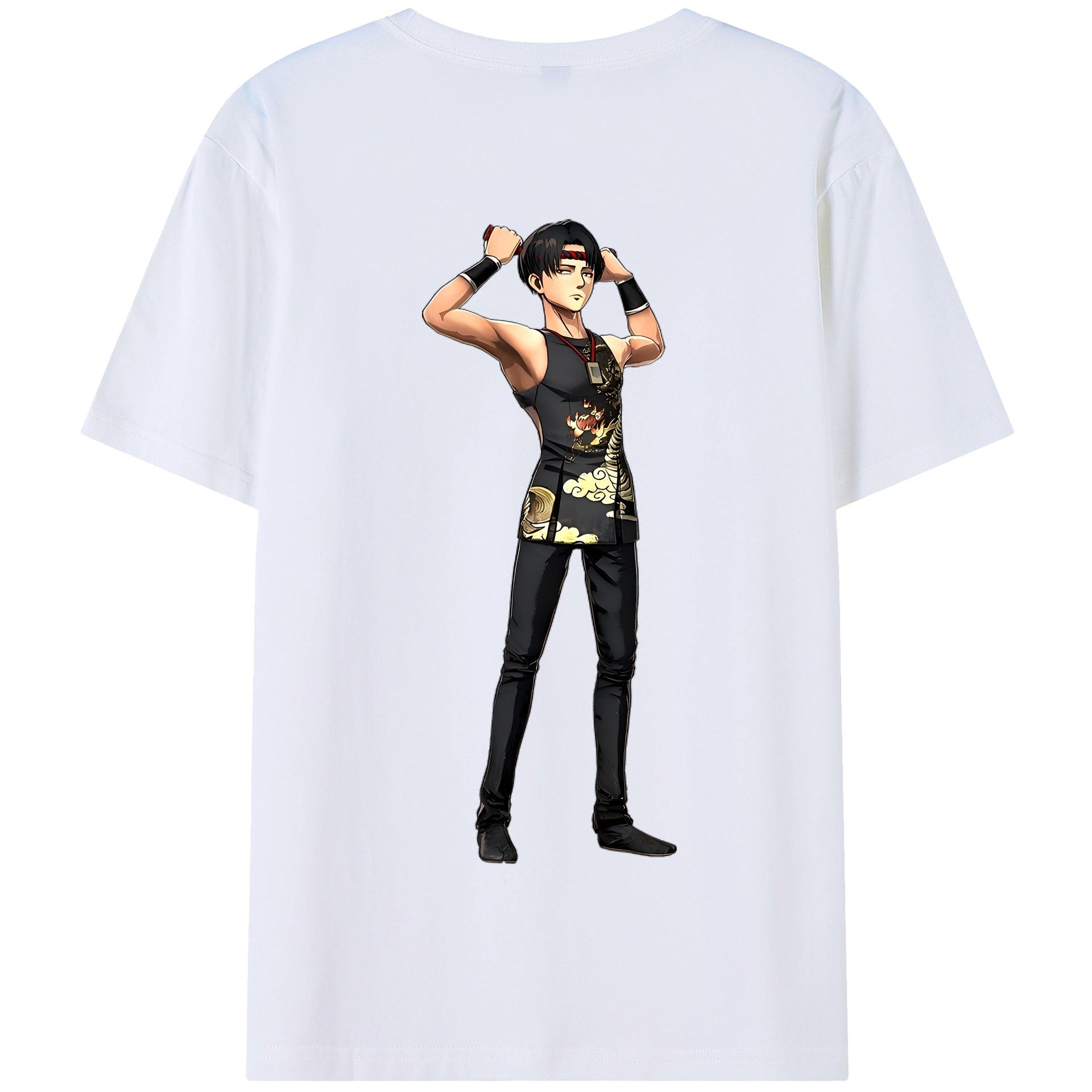 （画像用） 進撃の巨人 リヴァイ·アッカーマン Attack on Titan Levi Ackerman 綿100％半袖Tシャツ（背面プリント）