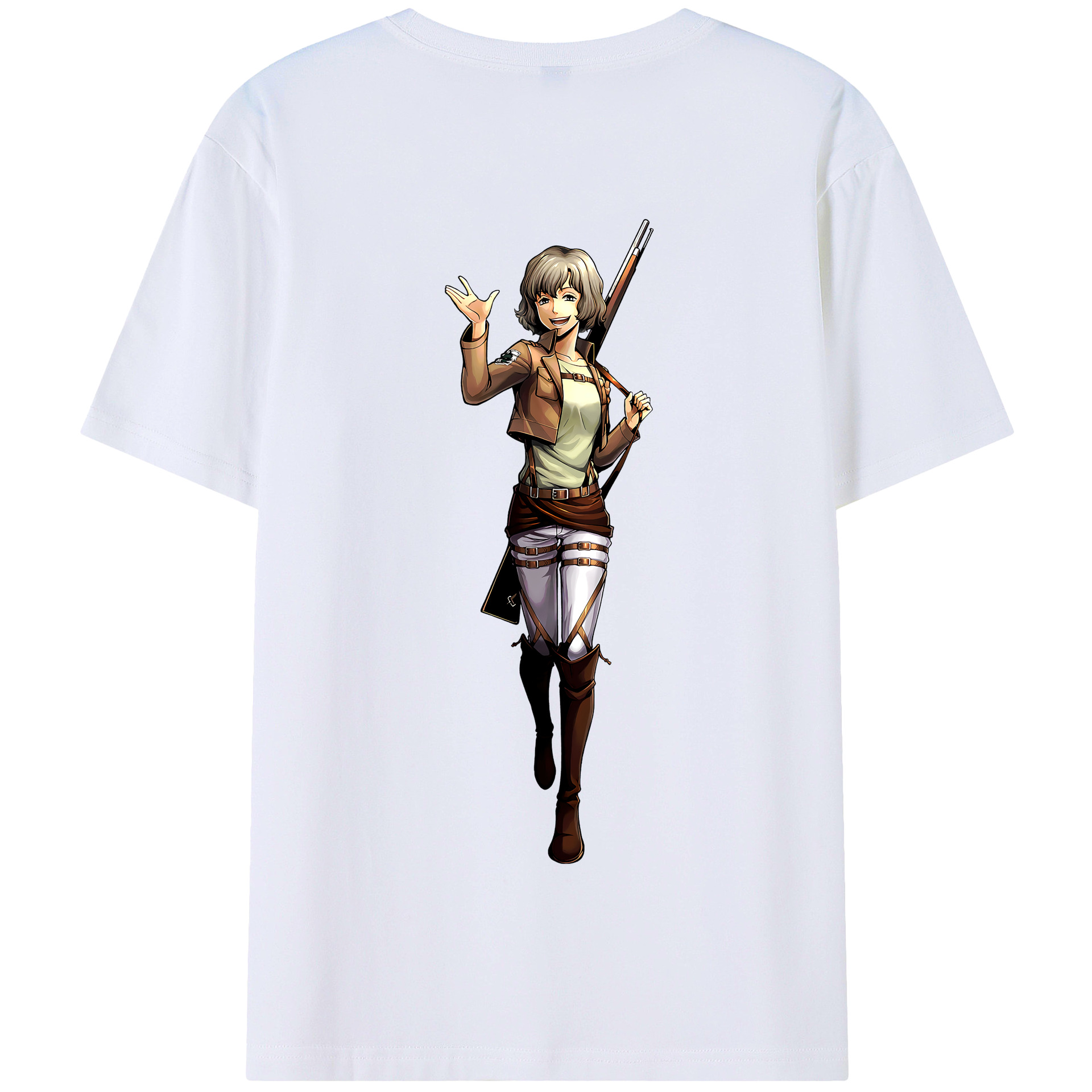 （画像用） 進撃の巨人 ヒツチ Attack on Titan Hitch 綿100％半袖Tシャツ（背面プリント）