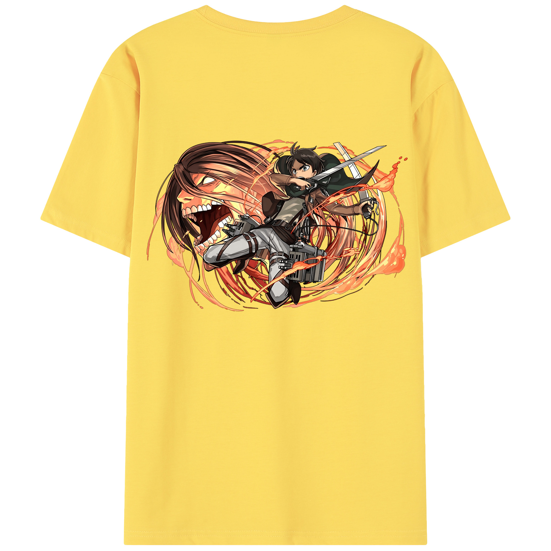 （画像用） 進撃の巨人 エレン･イェーガー Attack on Titan Eren Jäger 綿100％半袖Tシャツ（背面プリント）