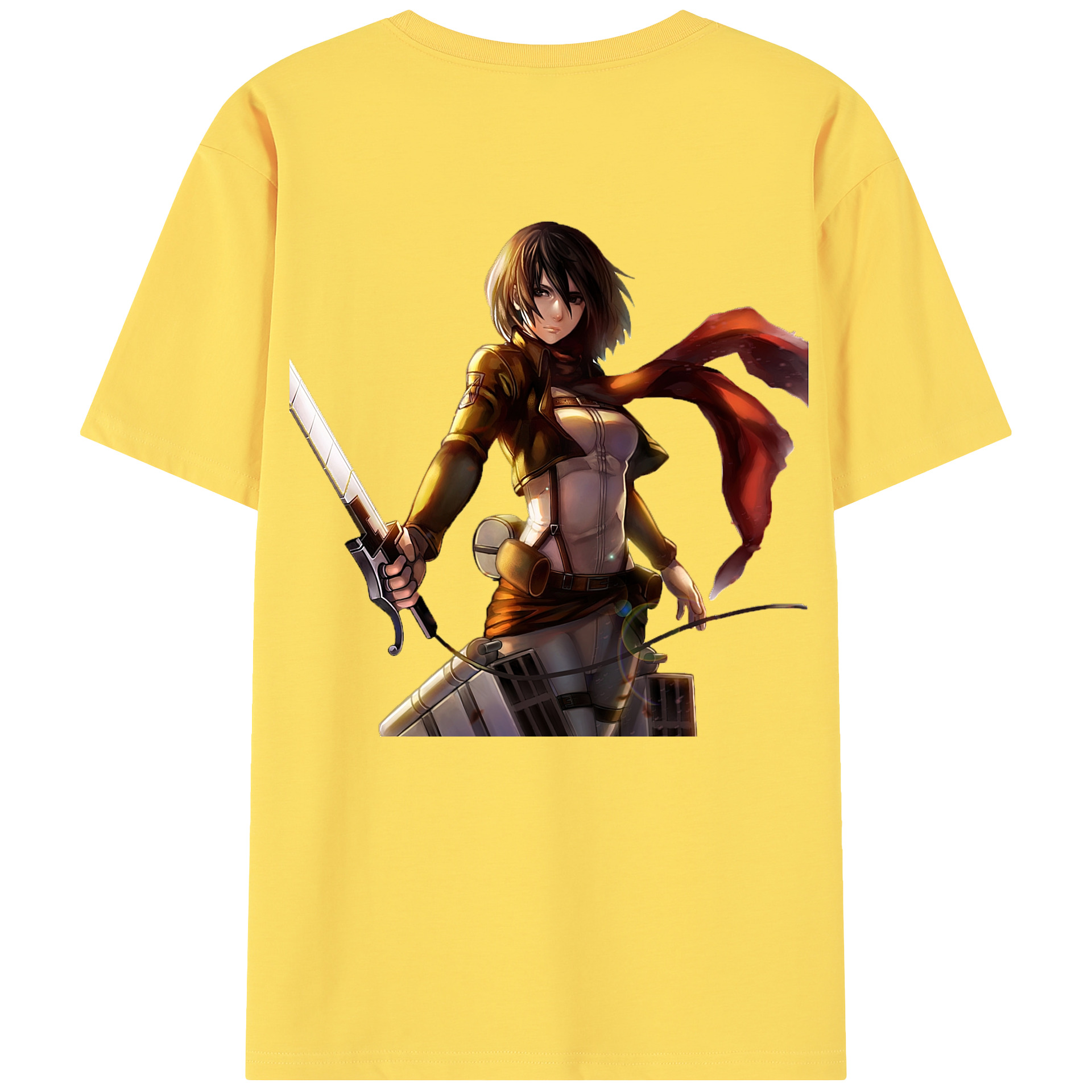 （画像用） 進撃の巨人 ミカサ·アッカーマン Attack on Titan Mikasa Ackerman 綿100％半袖Tシャツ（背面プリント）