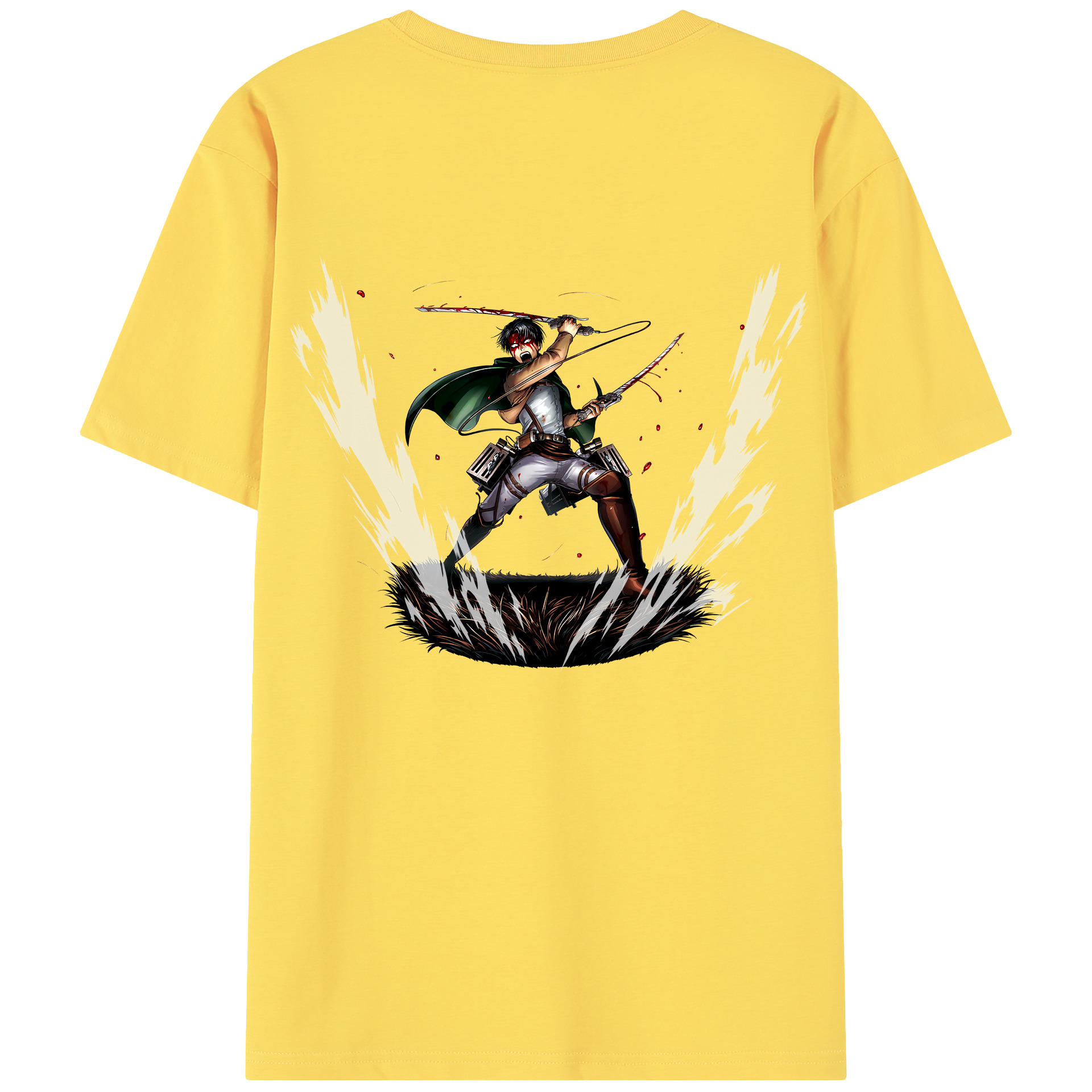 （画像用） 進撃の巨人 リヴァイ·アッカーマン Attack on Titan Levi Ackerman 綿100％半袖Tシャツ（背面プリント）