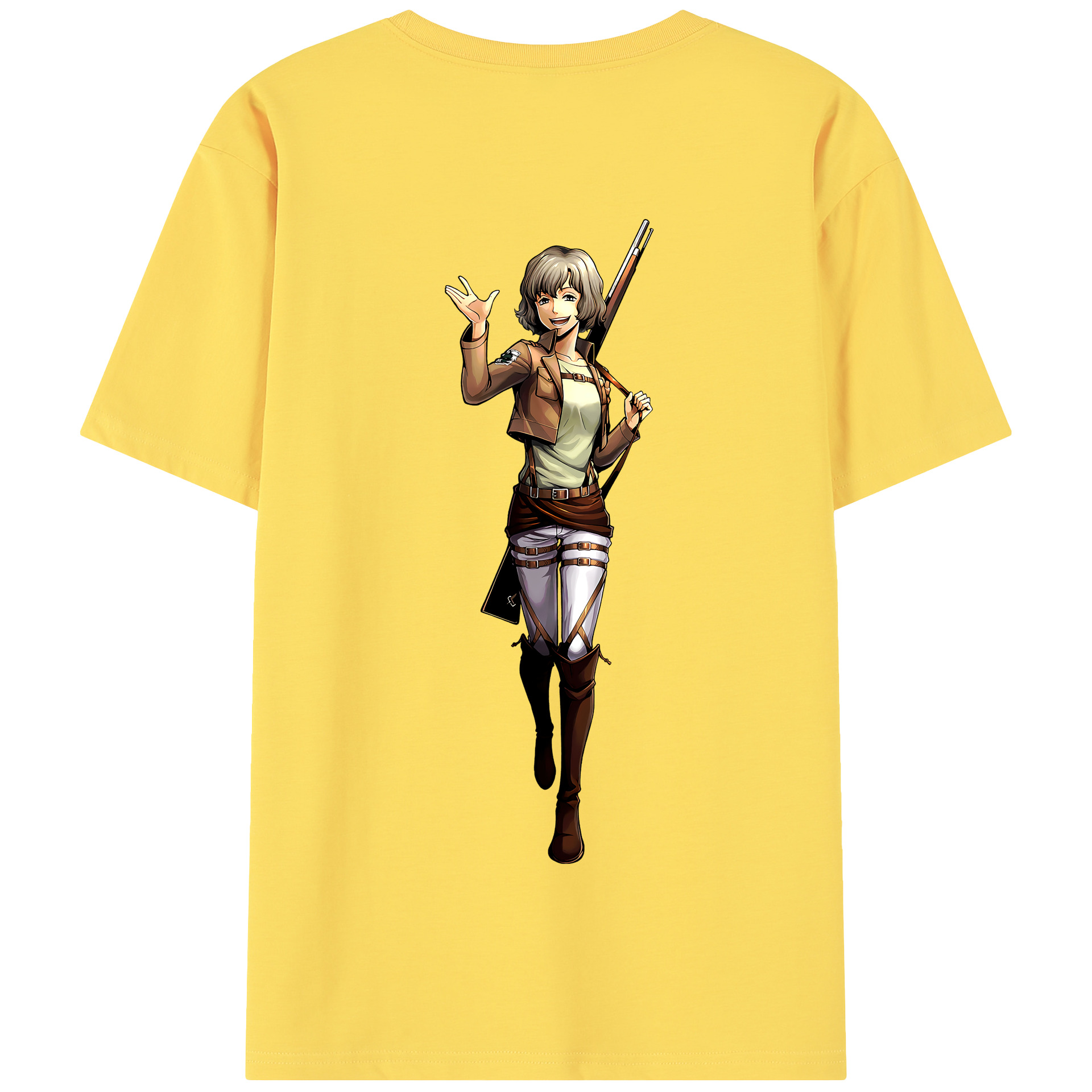 （画像用） 進撃の巨人 ヒツチ Attack on Titan Hitch 綿100％半袖Tシャツ（背面プリント）